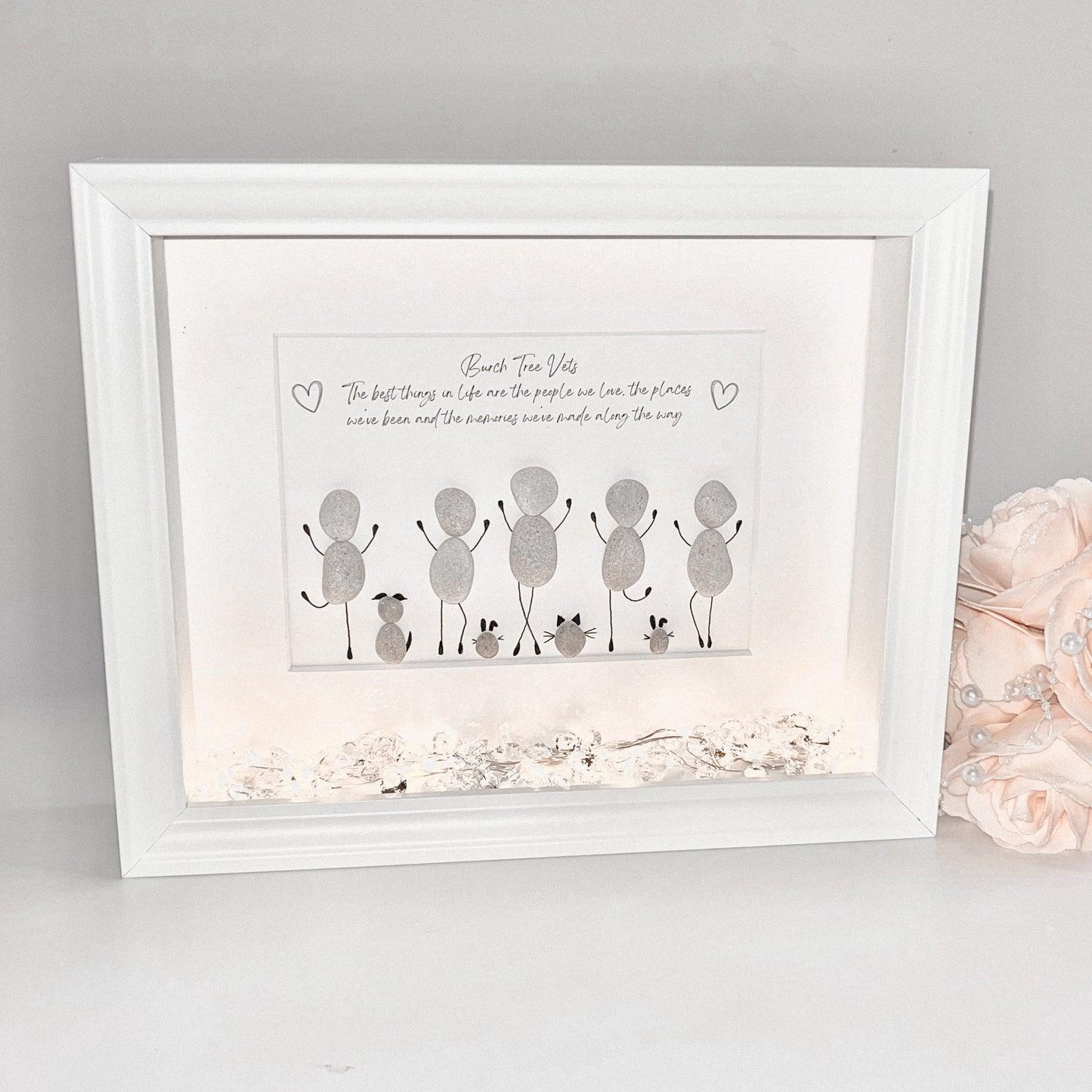 Vet retirement leaving keepsake pebble art frame