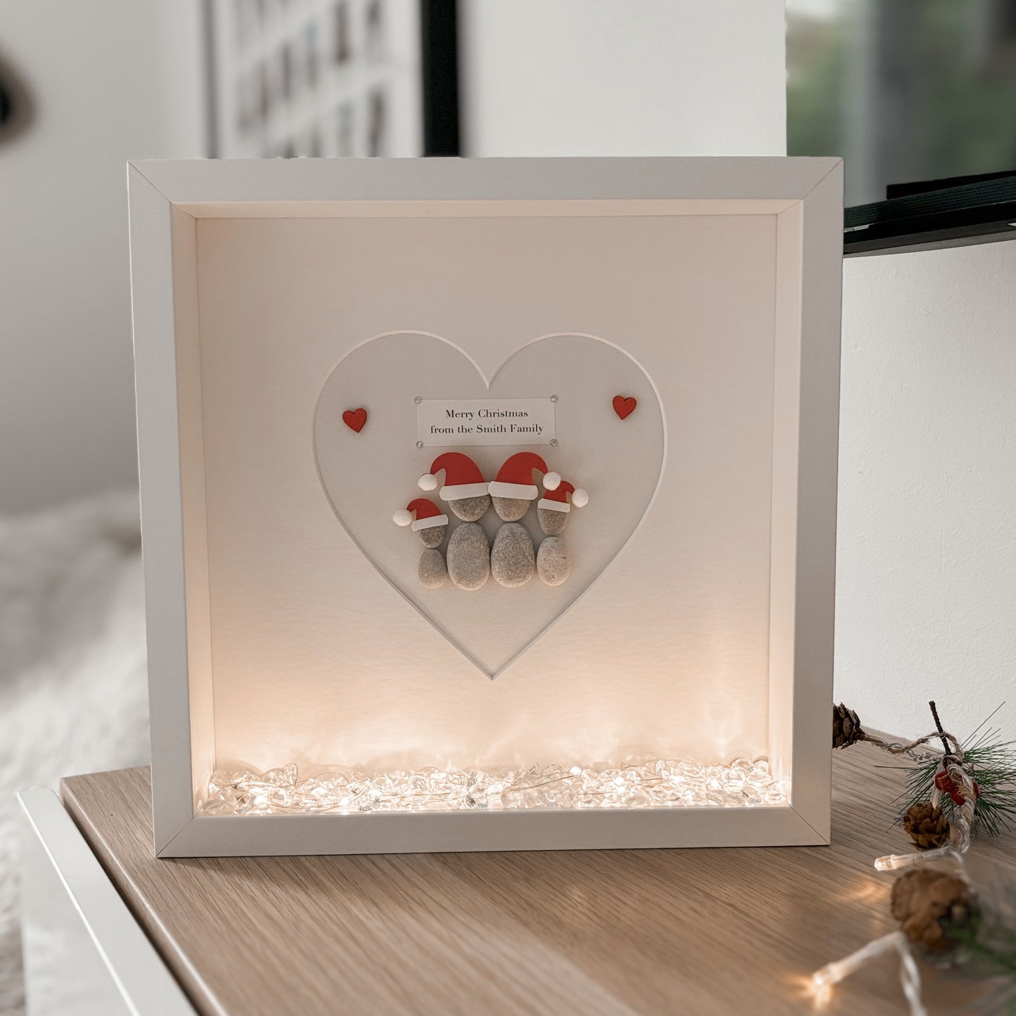 Santa Christmas personalised pebble art picture stone people frame xmas