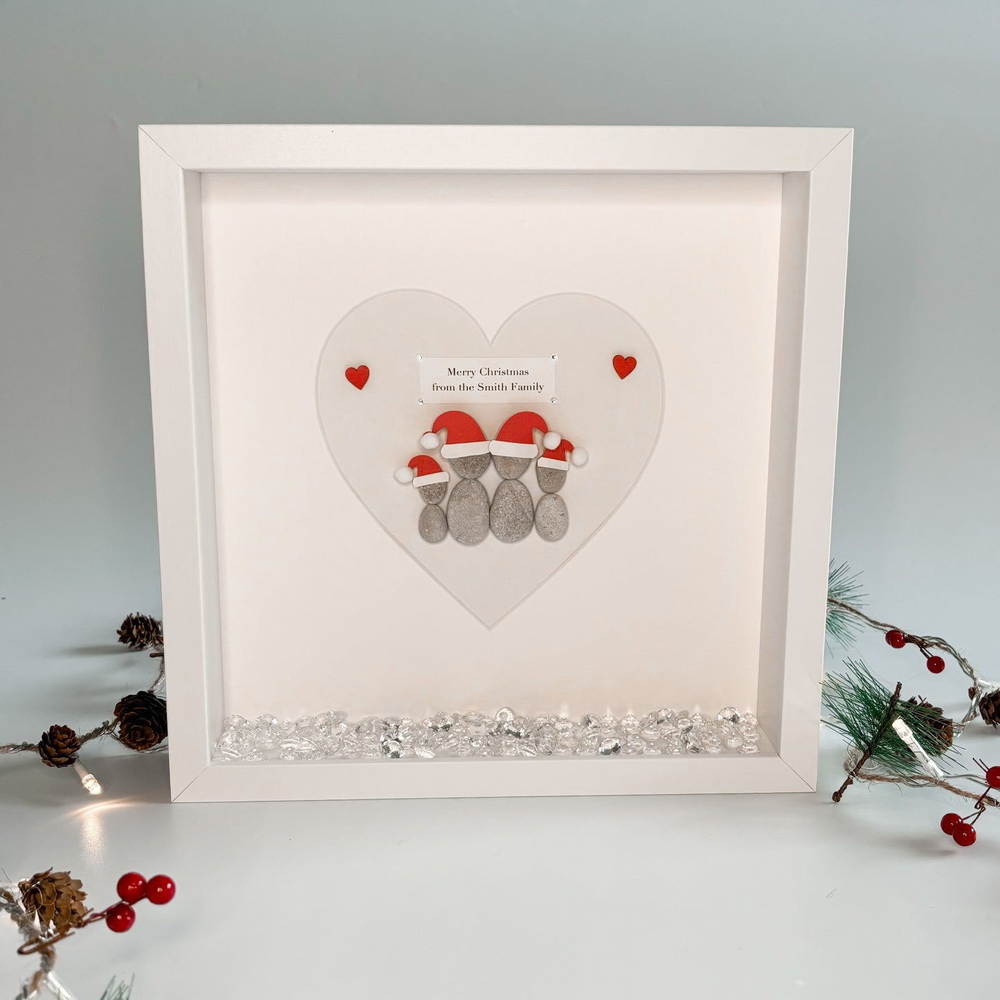 Santa Christmas personalised pebble art picture stone people frame xmas