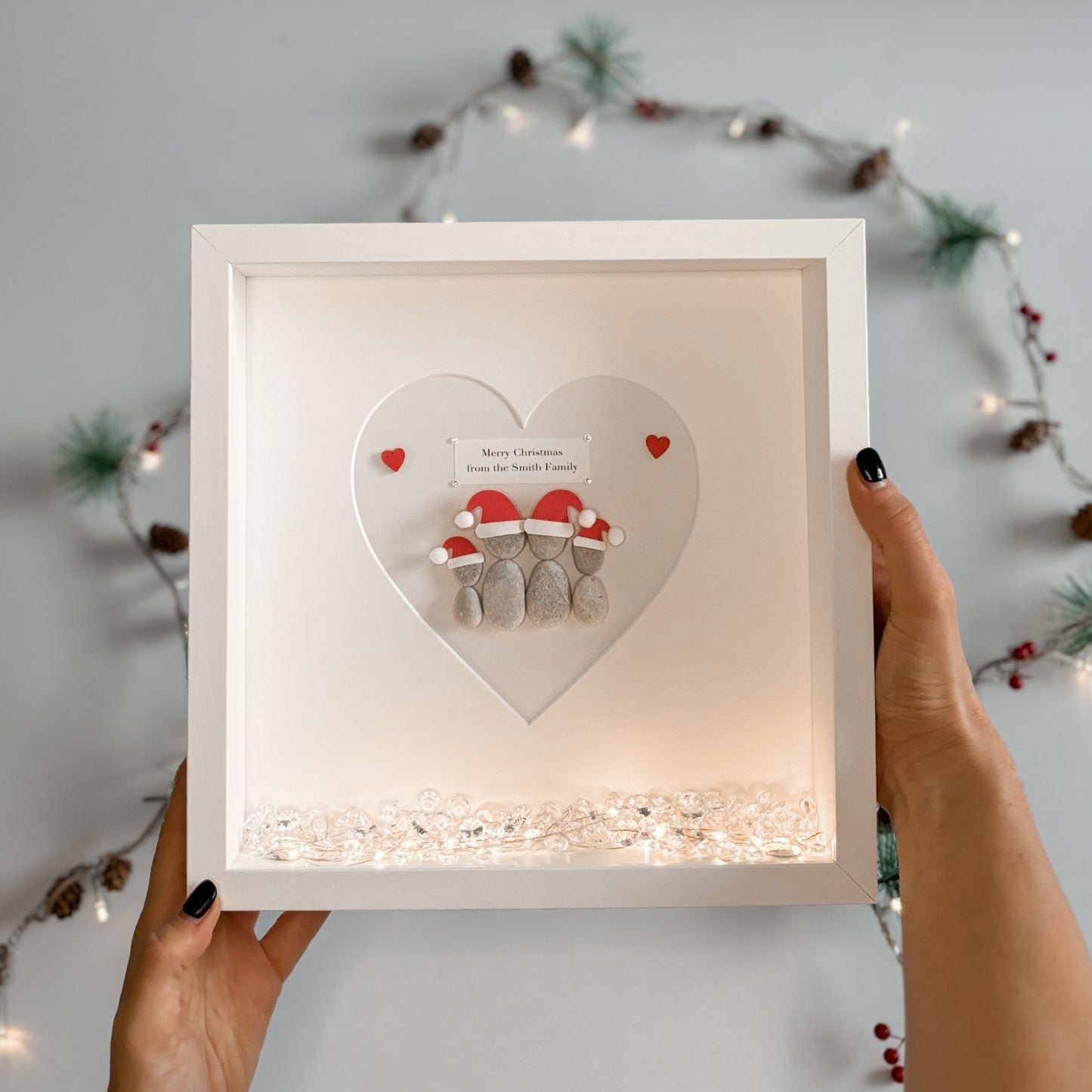 Santa Christmas personalised pebble art picture stone people frame xmas