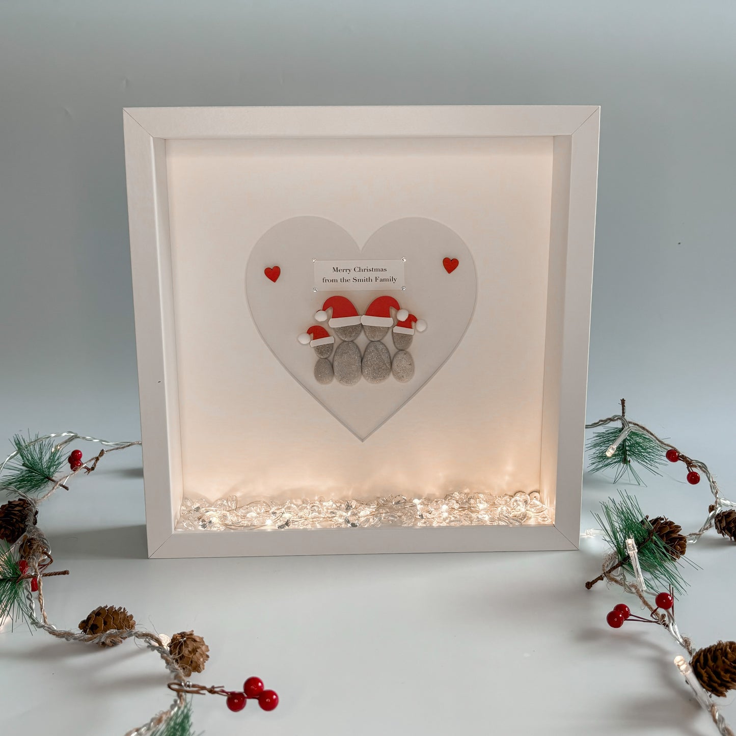 Santa Christmas personalised pebble art picture stone people frame xmas