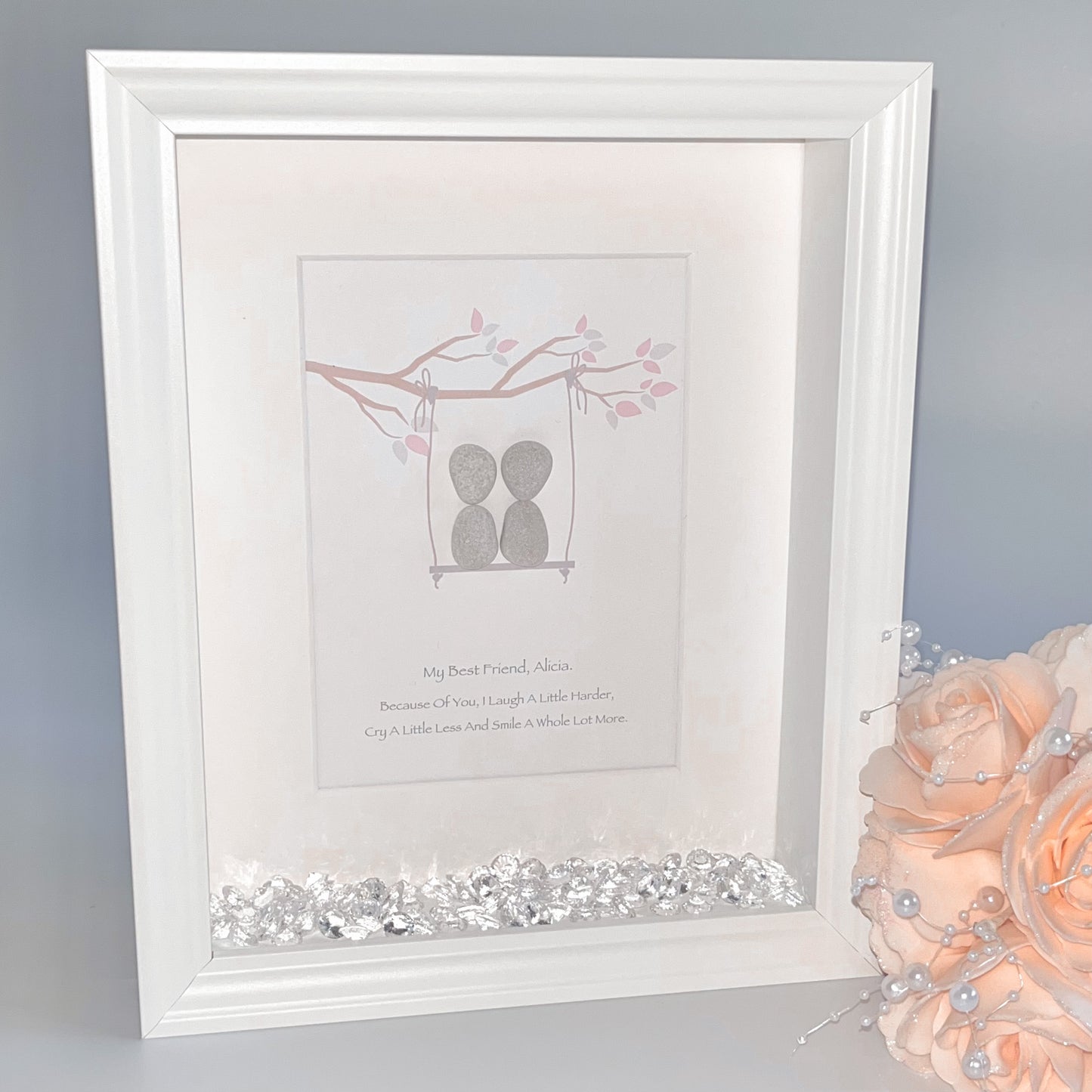 Swing bestie pebble art picture frame