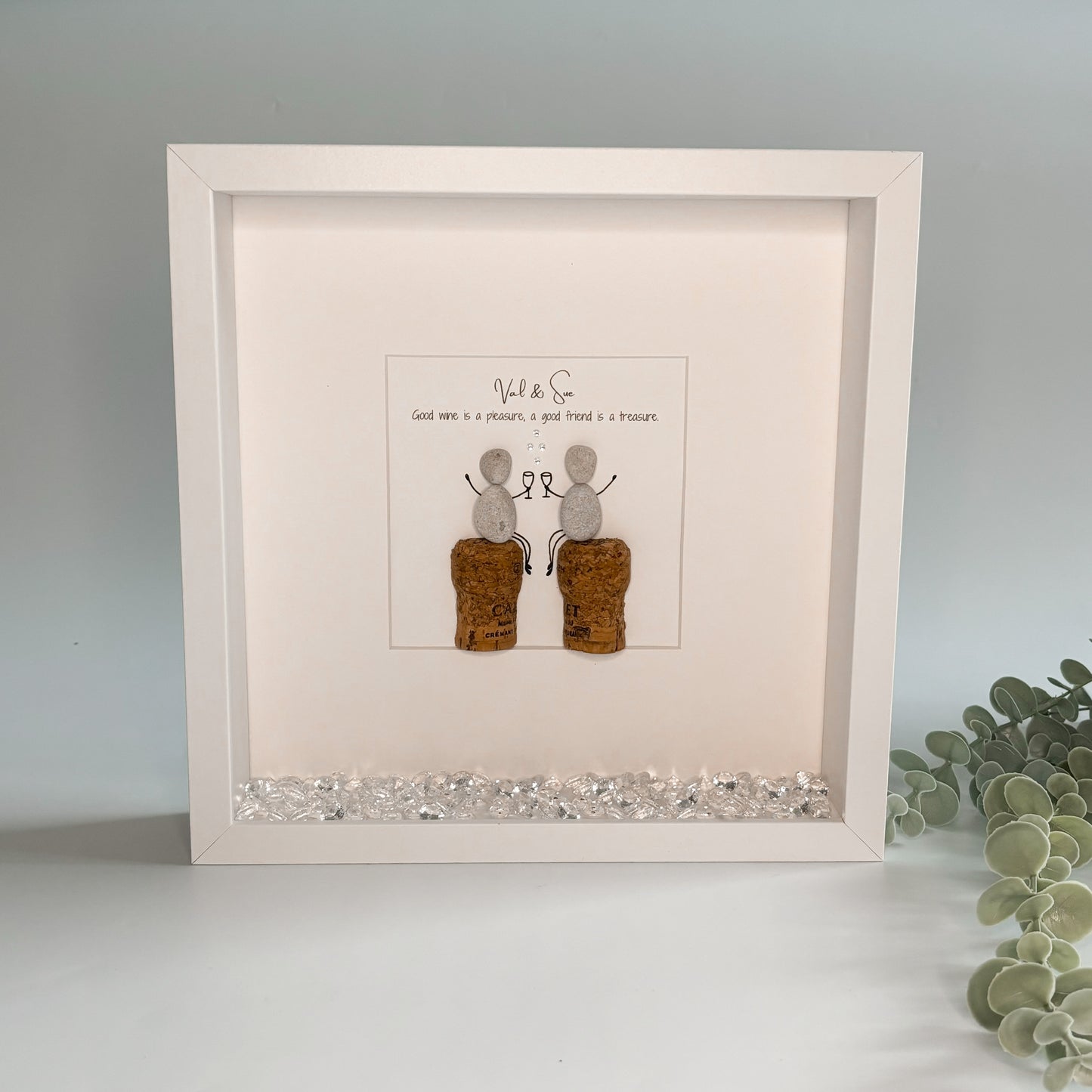 Drinking besties pebble art picture frame