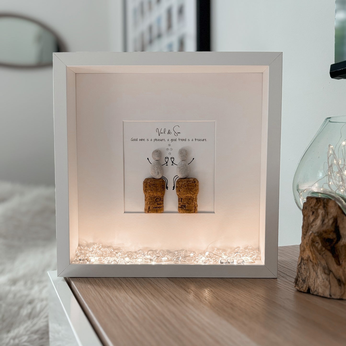 Drinking besties pebble art picture frame