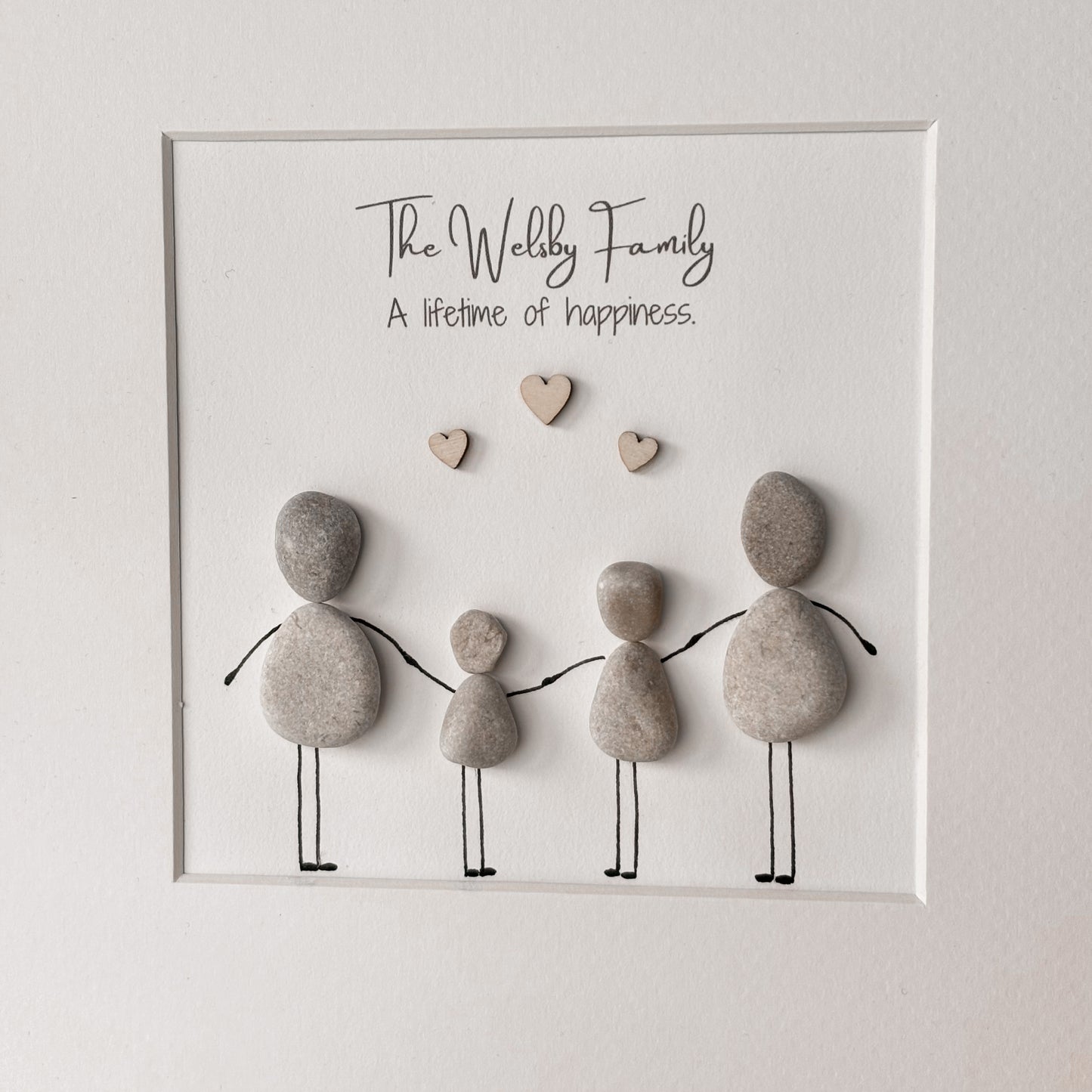 Family personalised pebble art picture frame