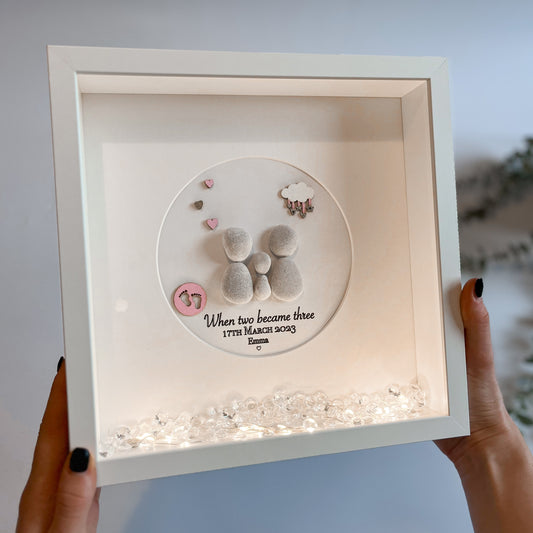 New baby personalised pebble art frame