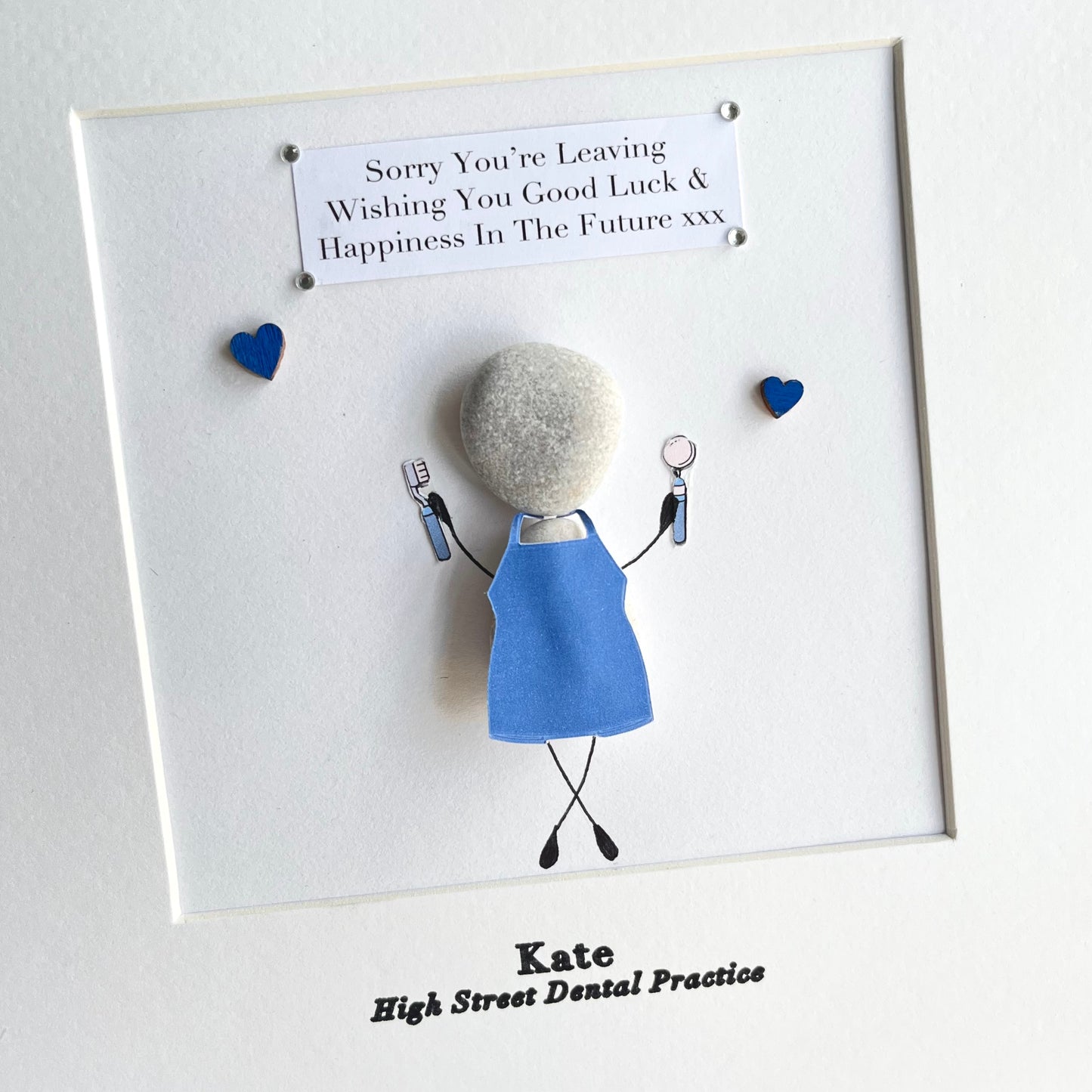 Dentist leaving retirement pebble art frame