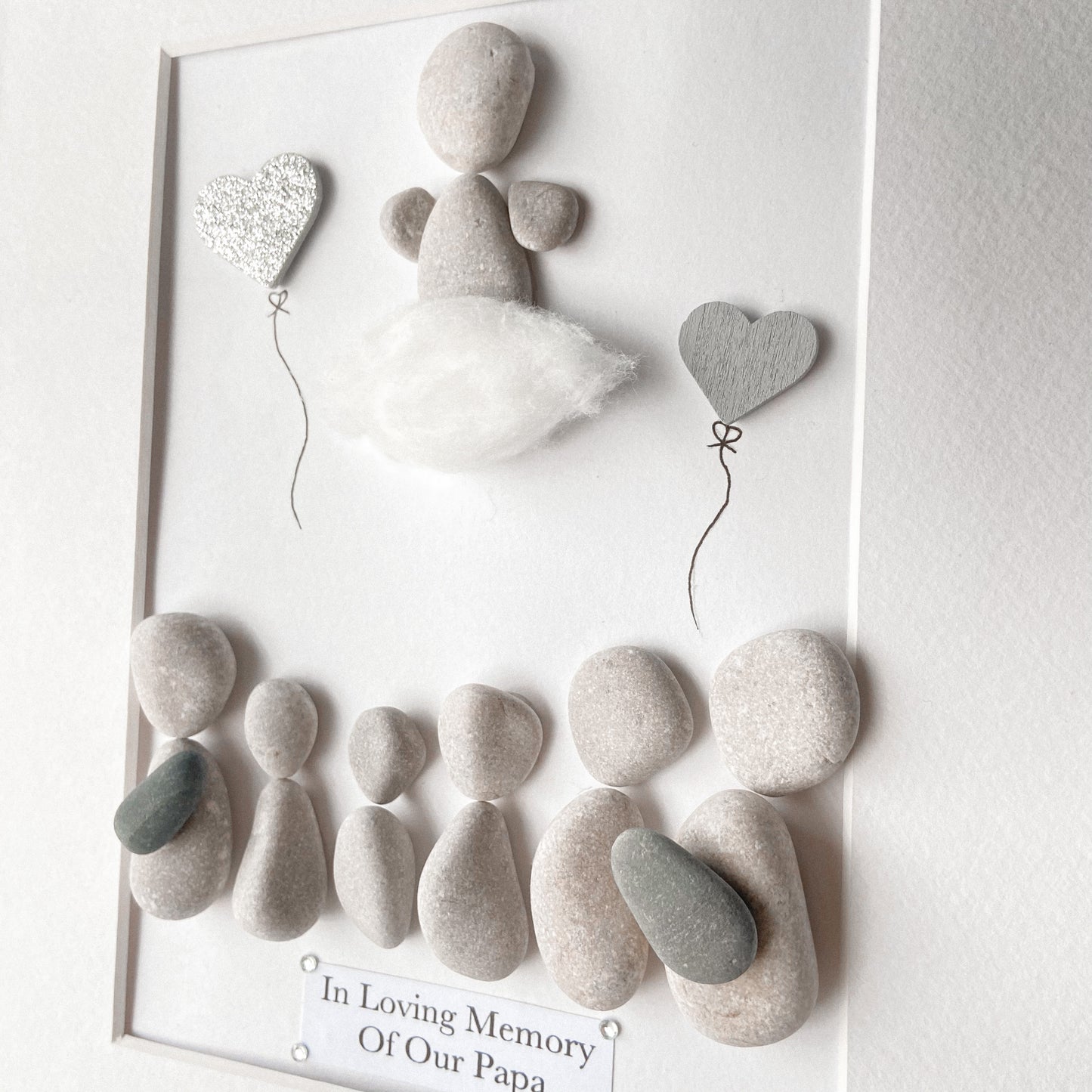 Sentimental grief memorial pebble art picture frame Family stone people heaven loss