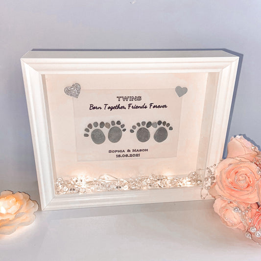 Twins pebble art stone picture frame