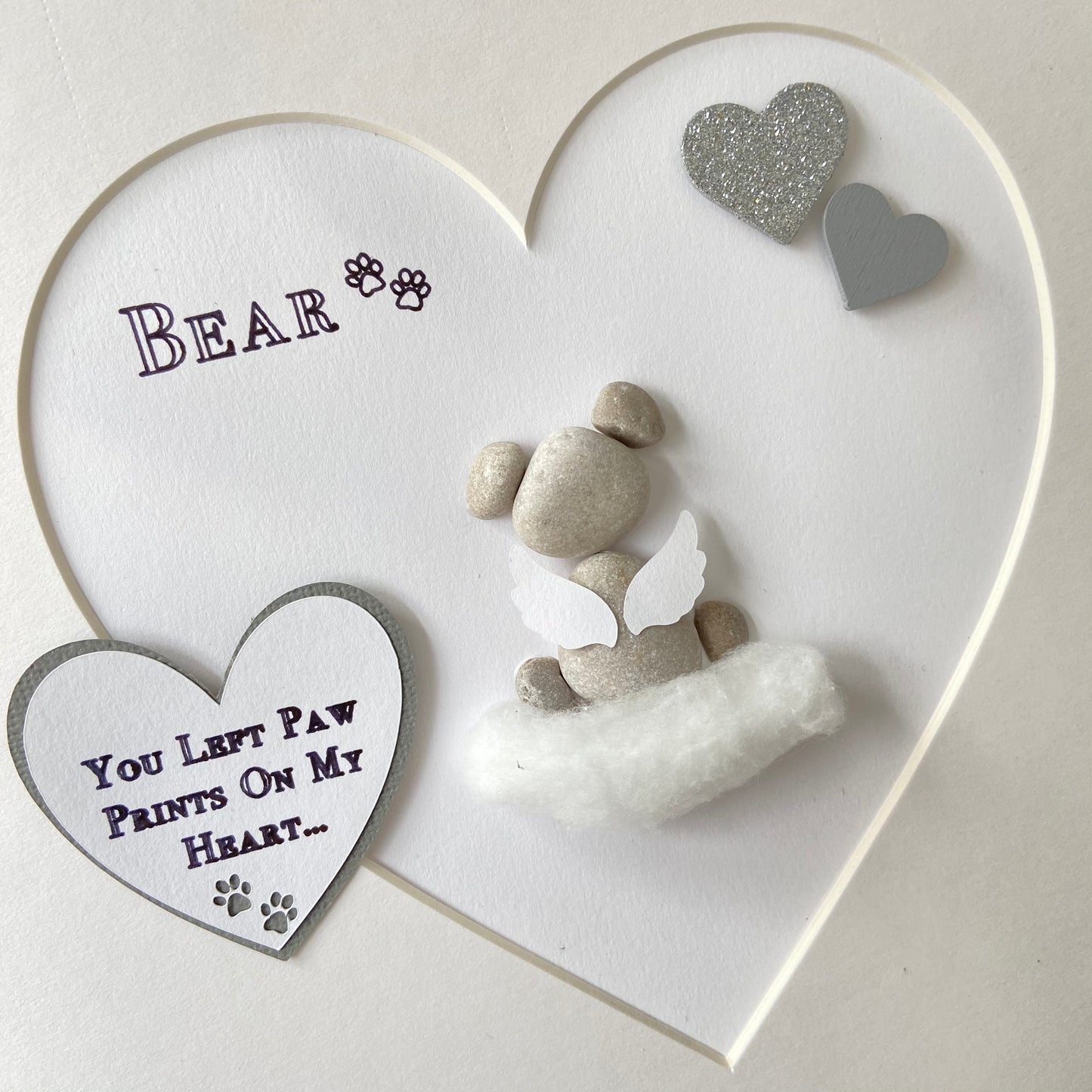 Pet loss angel personalised pebble art picture frame dog cat pet grief keepsake