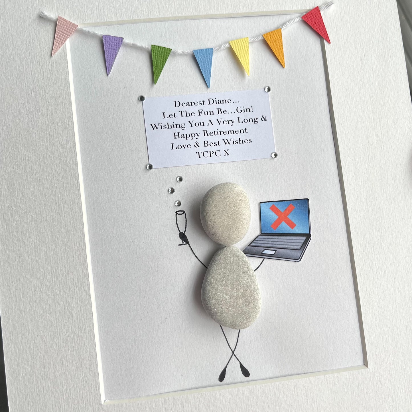 Out of office retirement pebble art frame