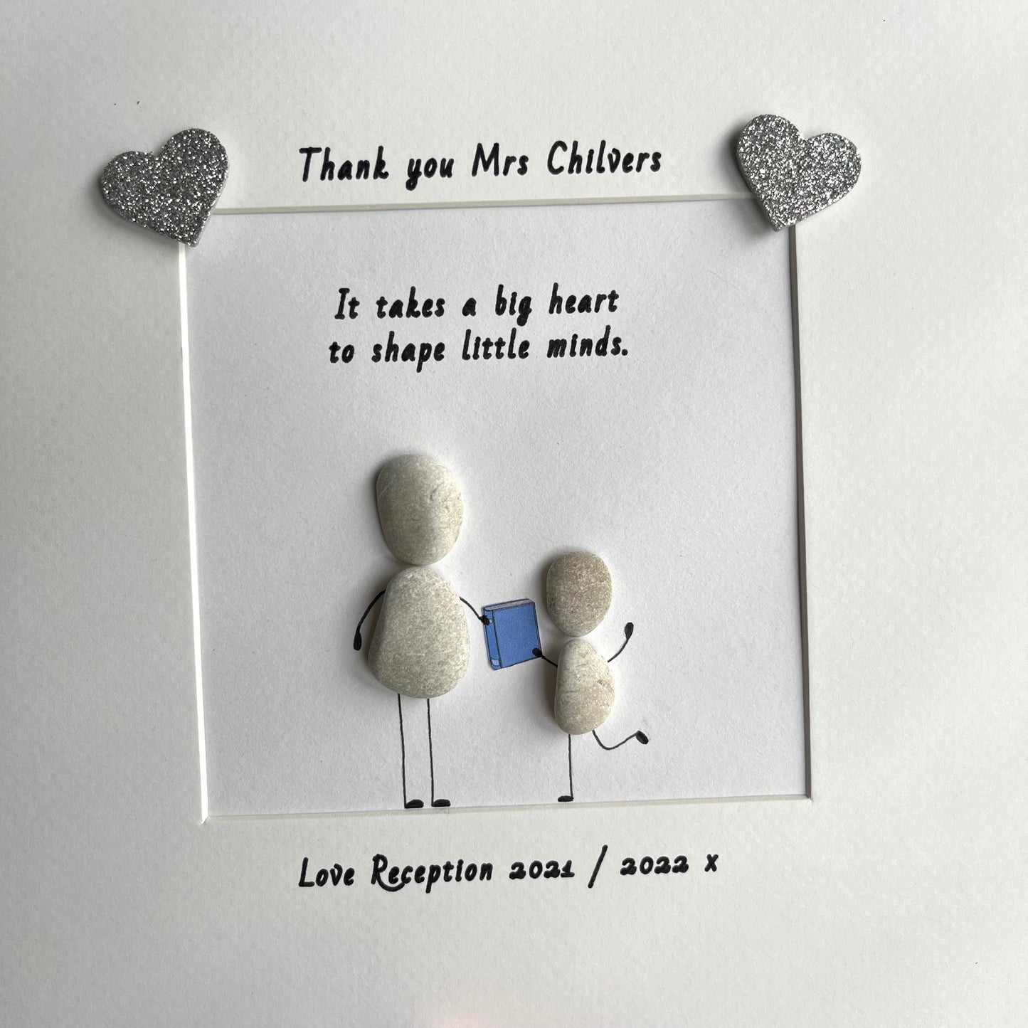 Thank you teacher leaving retirement pebble art picture frame gift