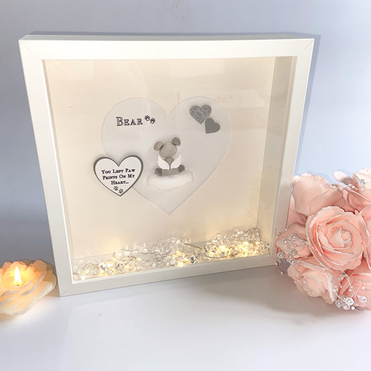 Pet loss angel personalised pebble art picture frame dog cat pet grief keepsake