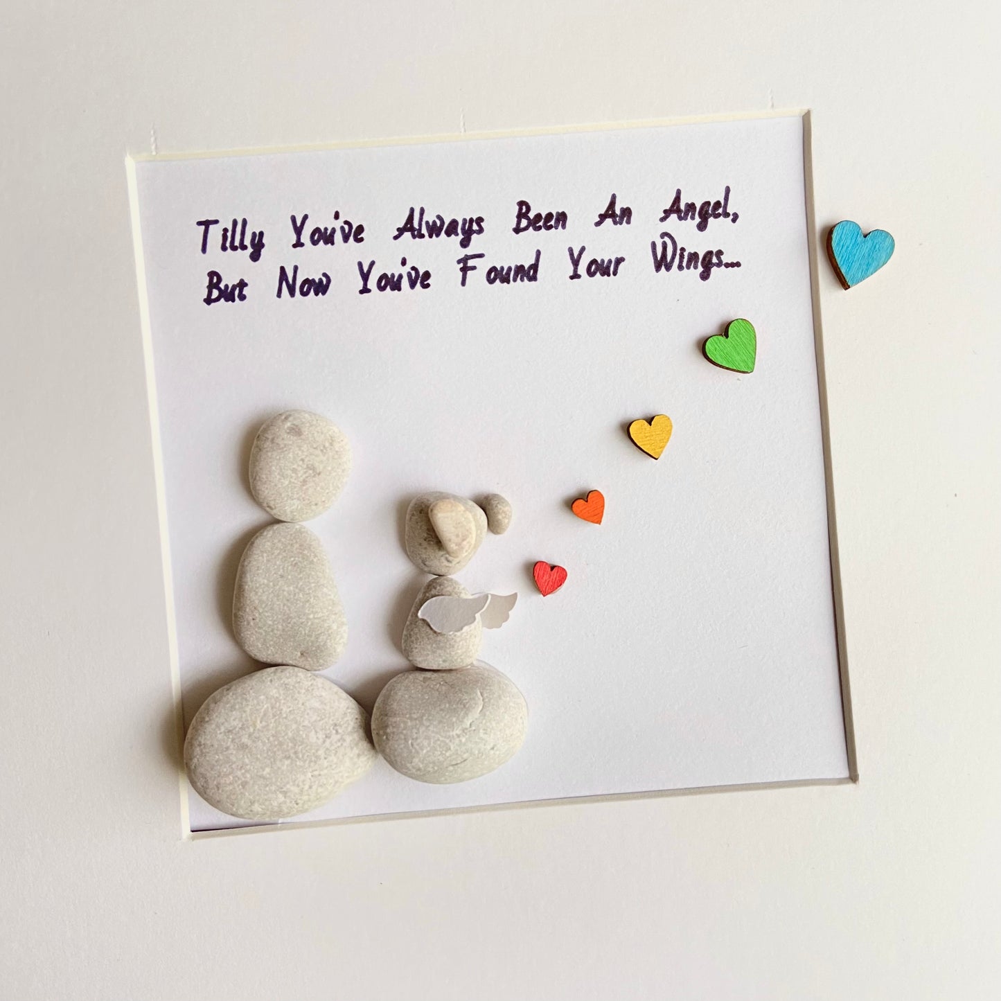 Over the rainbow bridge dog loss pebble art picture frame personalised in memory pet frame