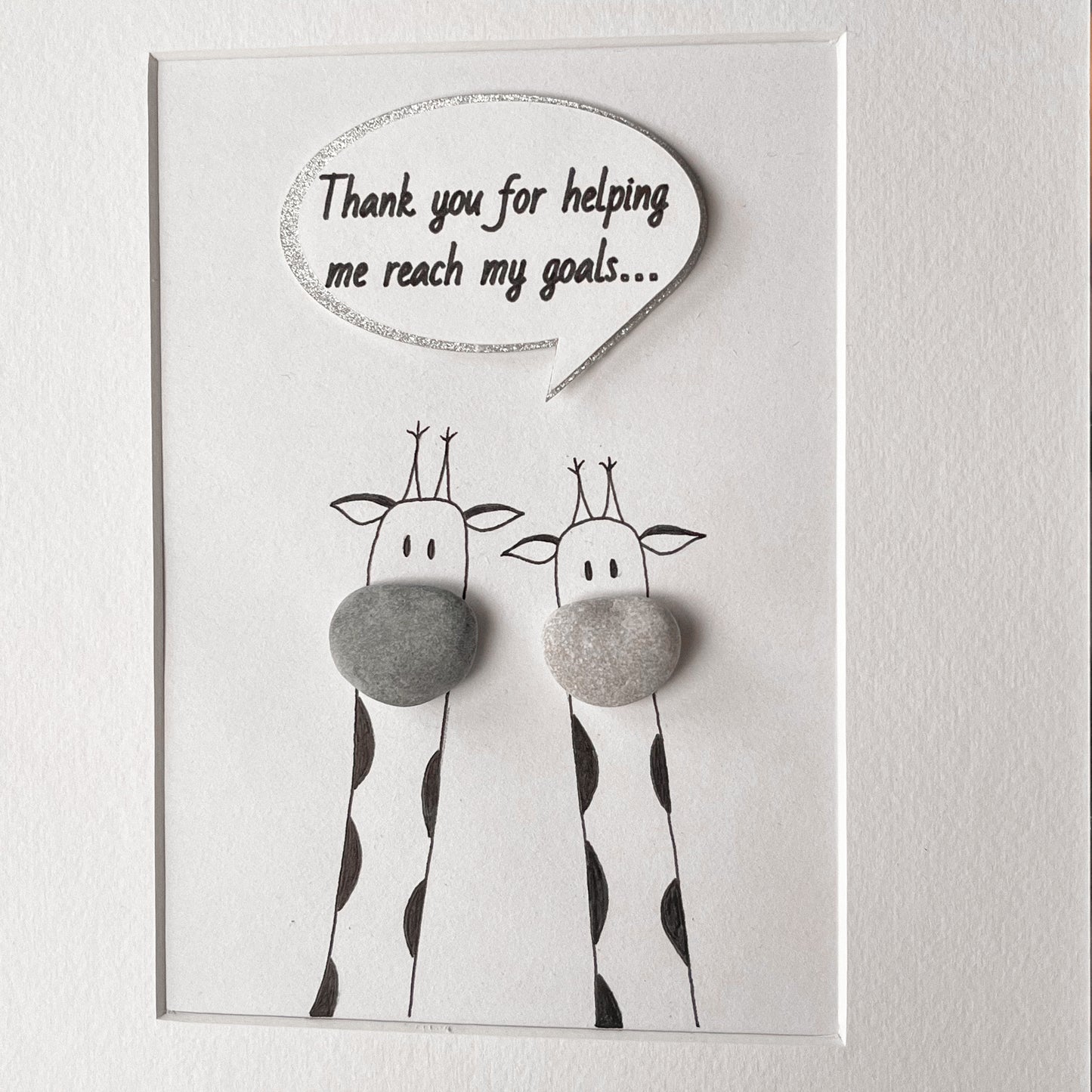 Giraffe themed funny personalised pebble art picture frame gift