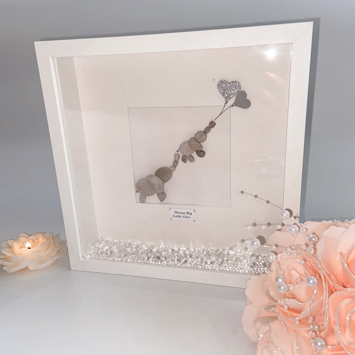 Baby elephant pebble art picture frame