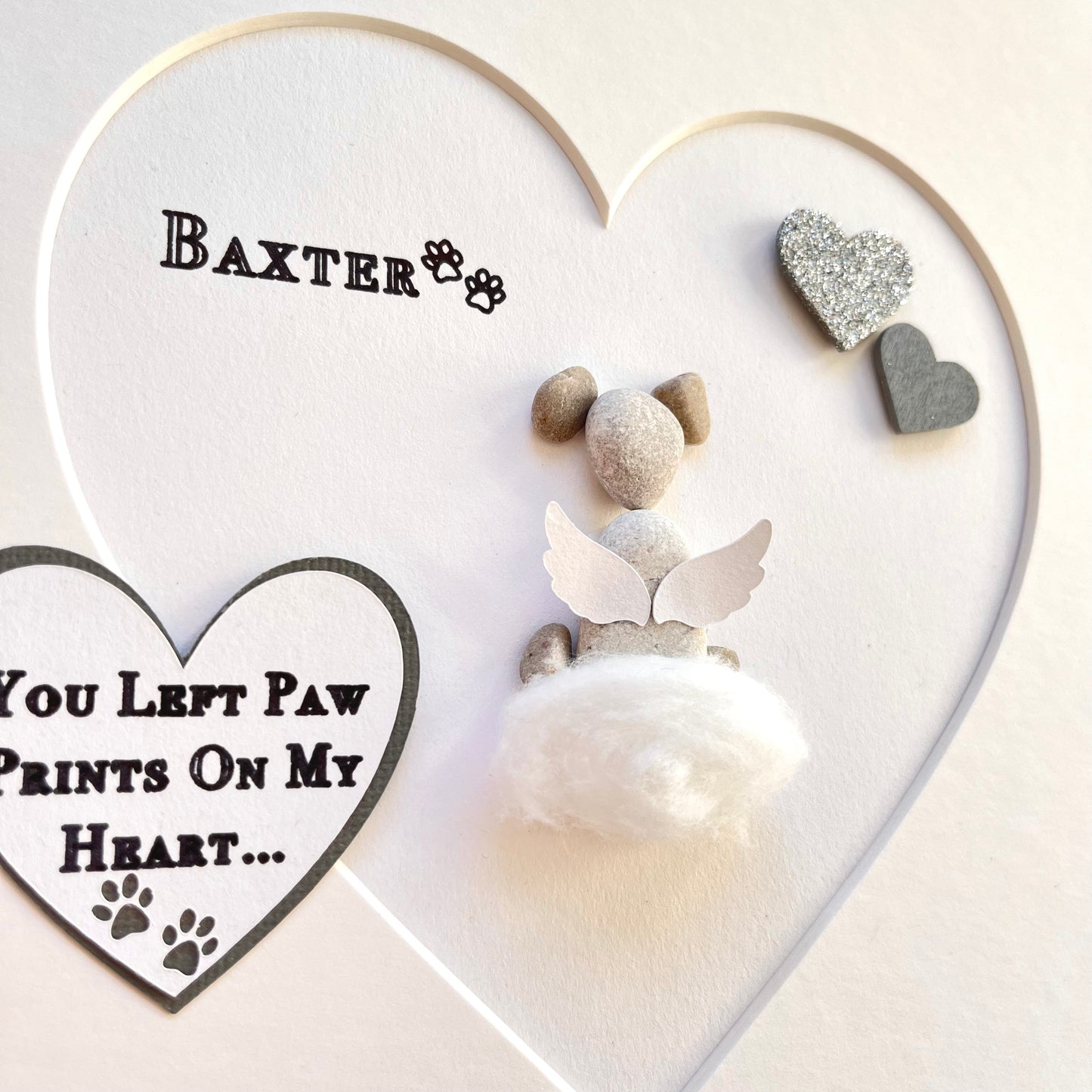 Pet loss angel personalised pebble art picture frame dog cat pet grief keepsake