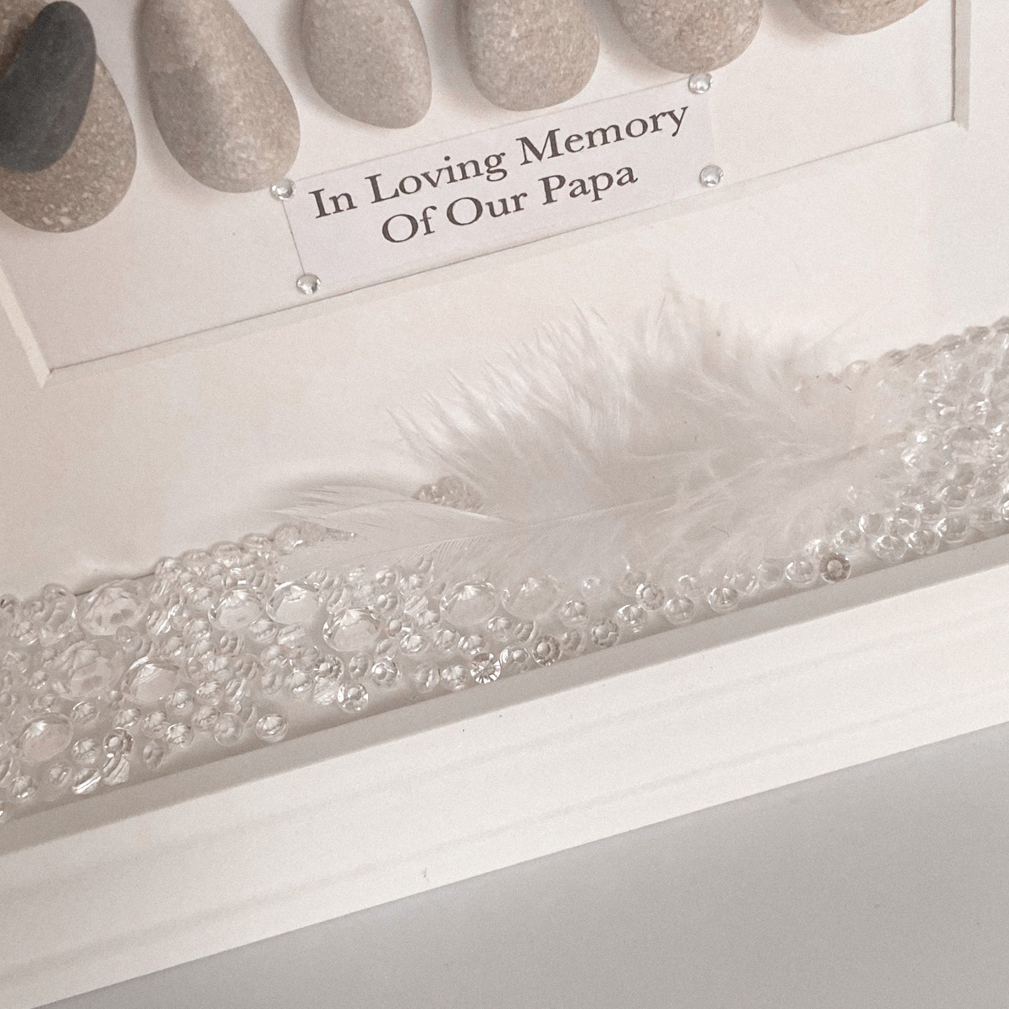 Sentimental grief memorial pebble art picture frame Family stone people heaven loss