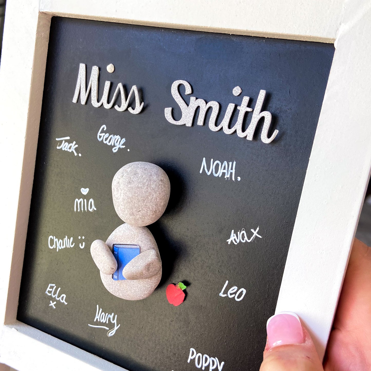 Sign your own blackboard teacher leaving gift retirement pebble art