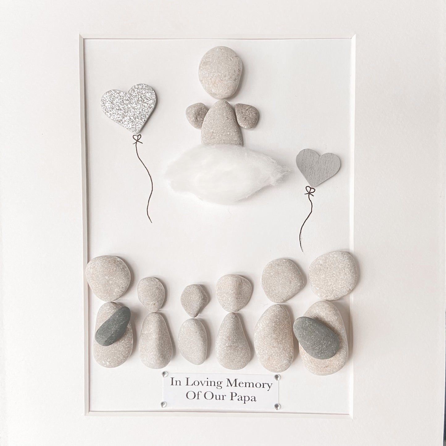 Sentimental grief memorial pebble art picture frame Family stone people heaven loss