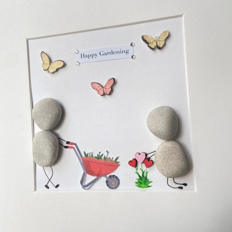 Garden lover personalised pebble art picture frame