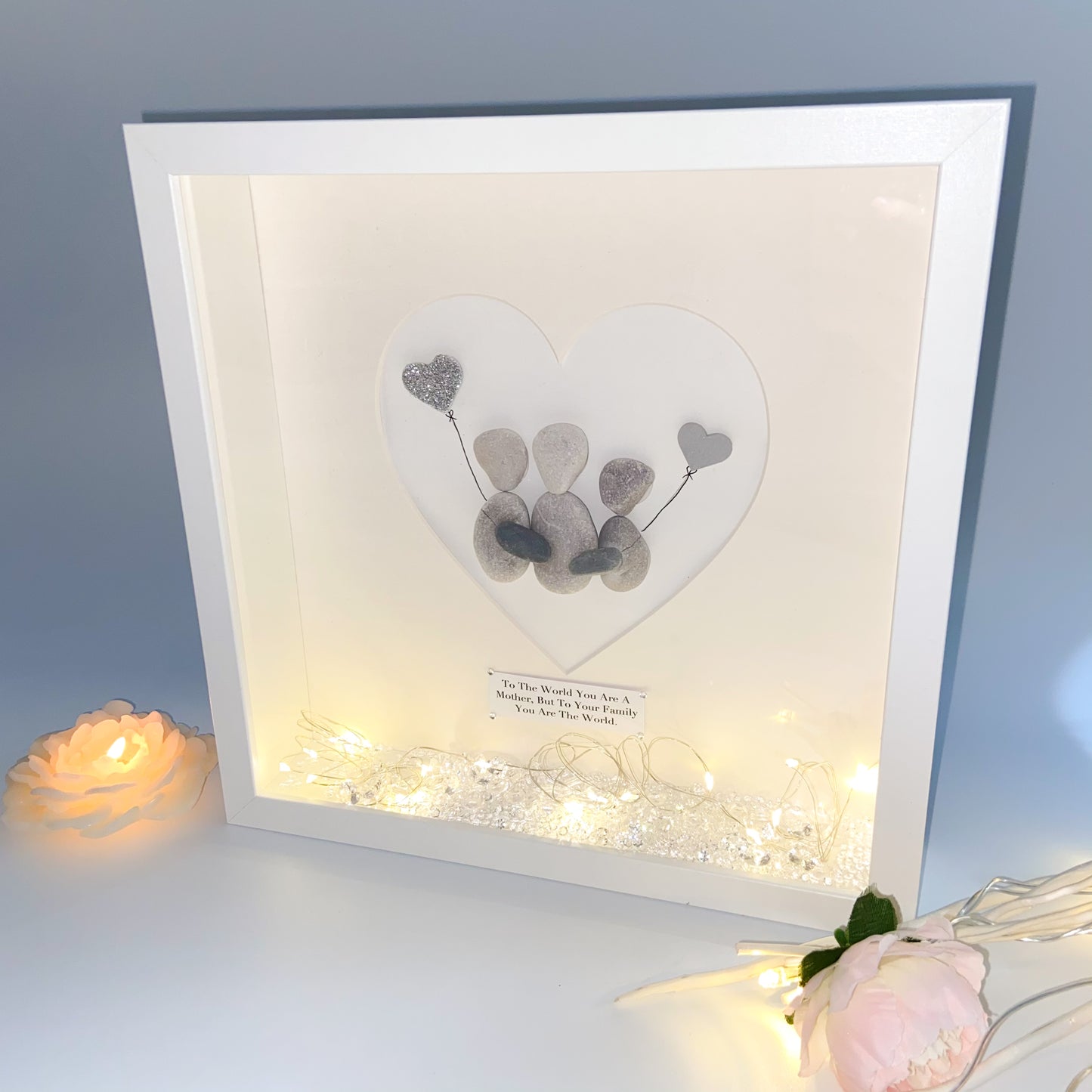 Mums personalised pebble art picture frame