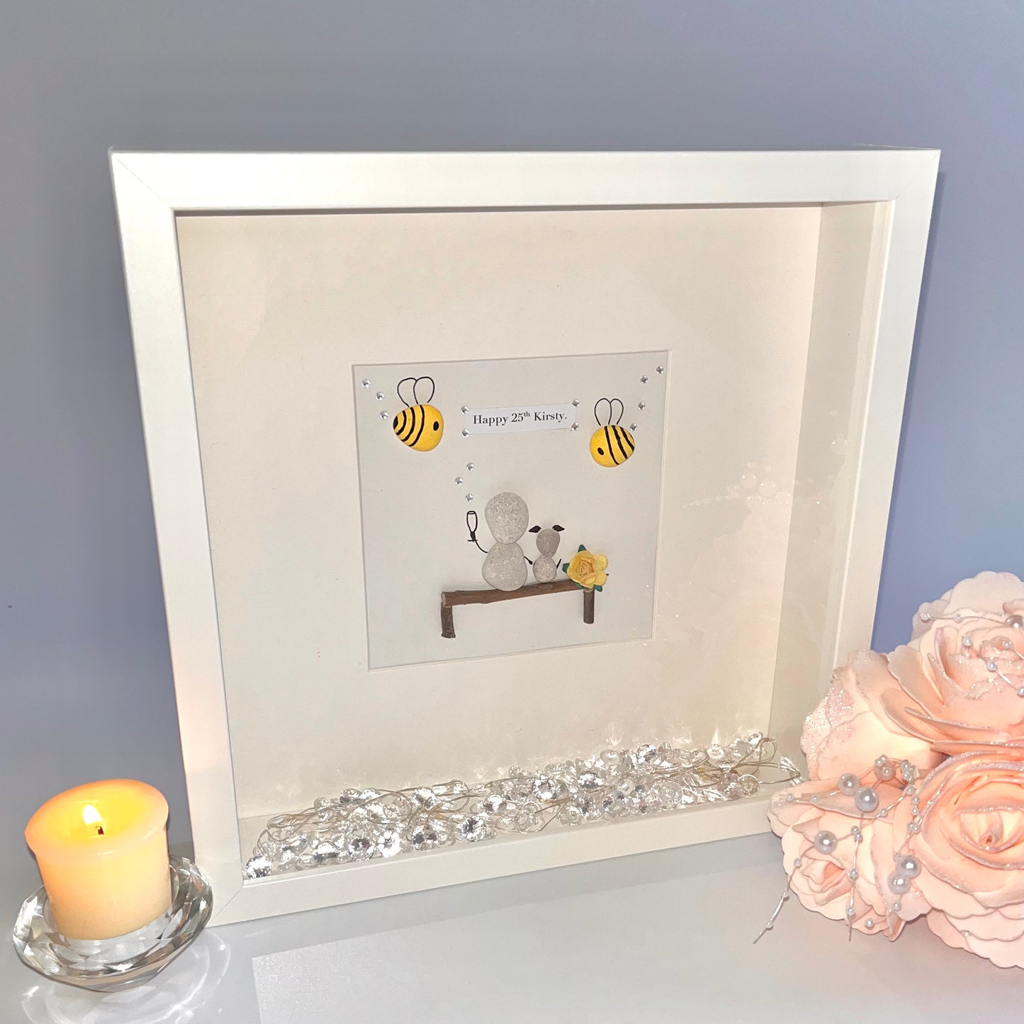 Pet lover friendship pebble art picture frame