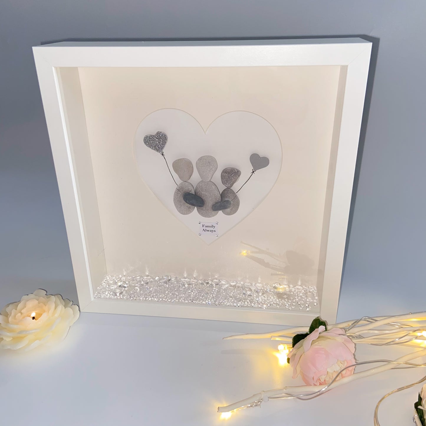 Mums personalised pebble art picture frame