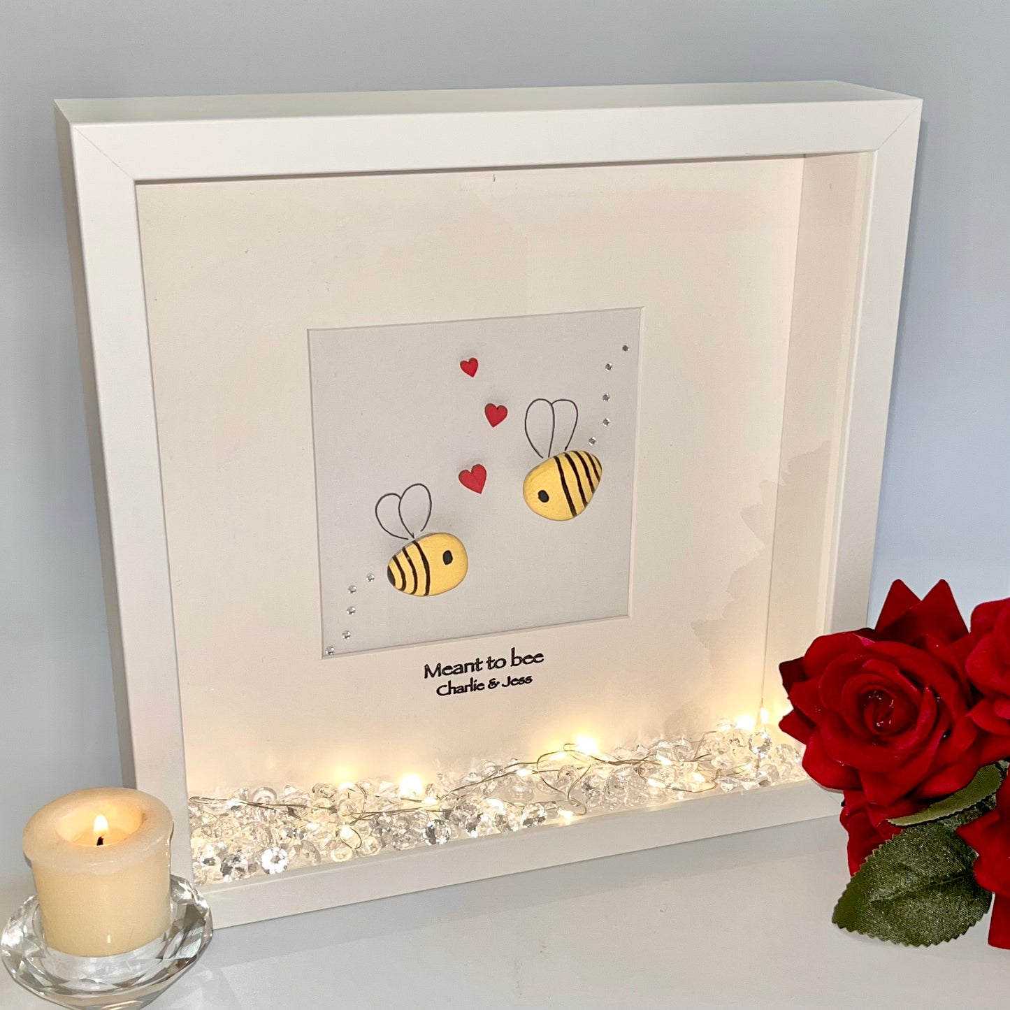 Meant to bee personalised pebble art picture frame