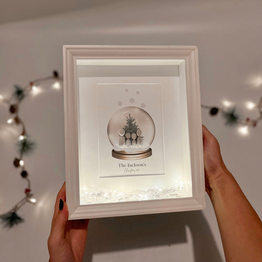 Snow globe family personalised Christmas pebble art stone gift