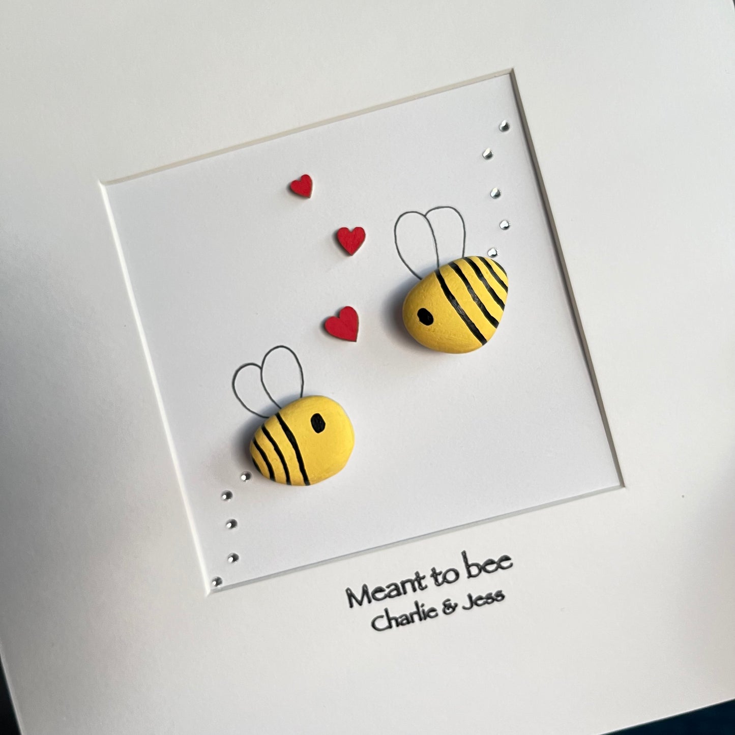 Meant to bee personalised pebble art picture frame