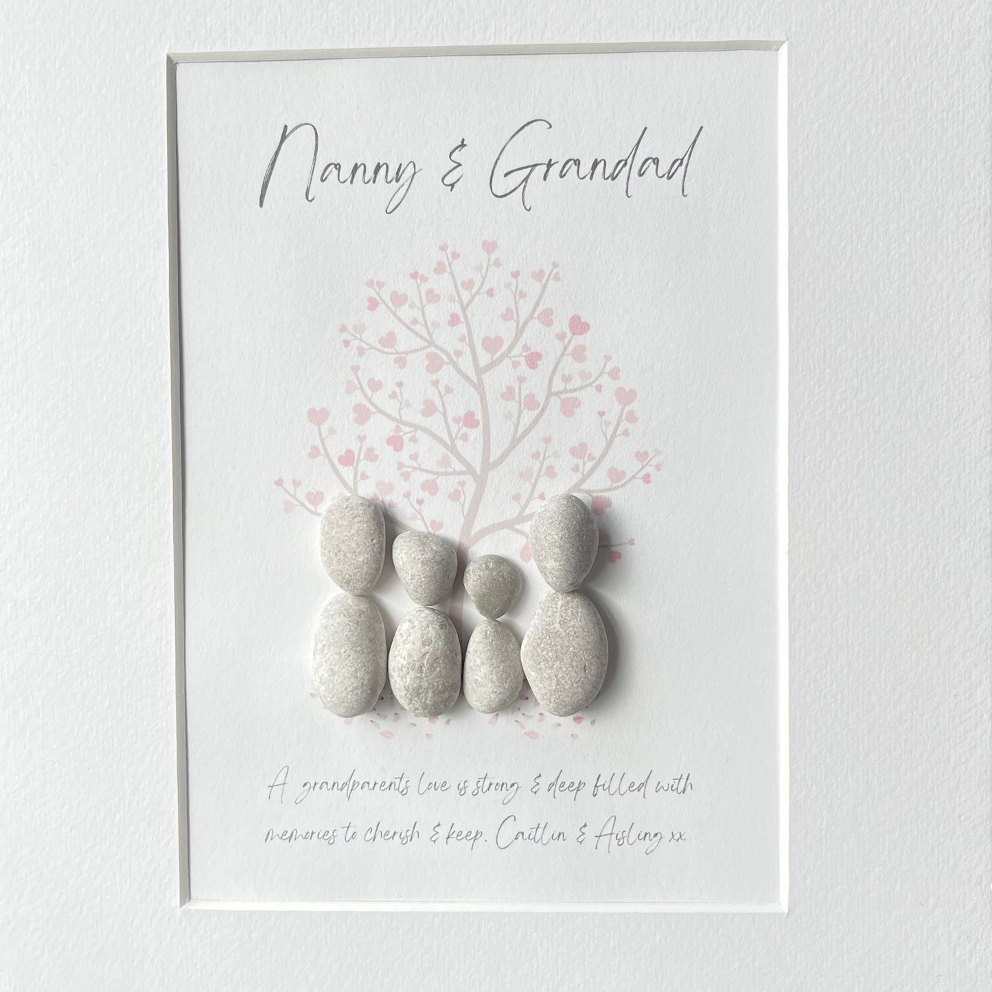 Grandparents tree personalised pebble art picture frame