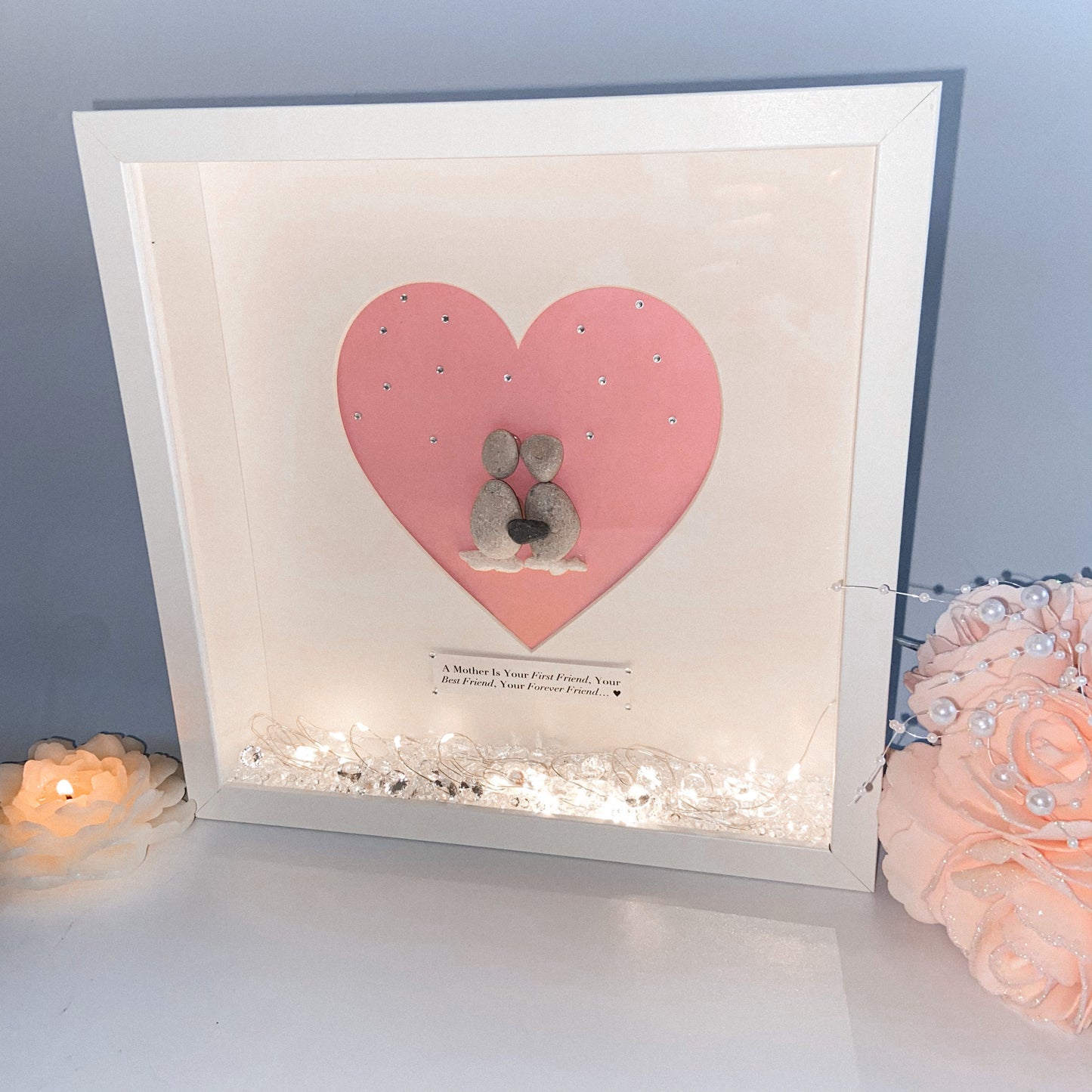 Sister personalised pebble art picture frame