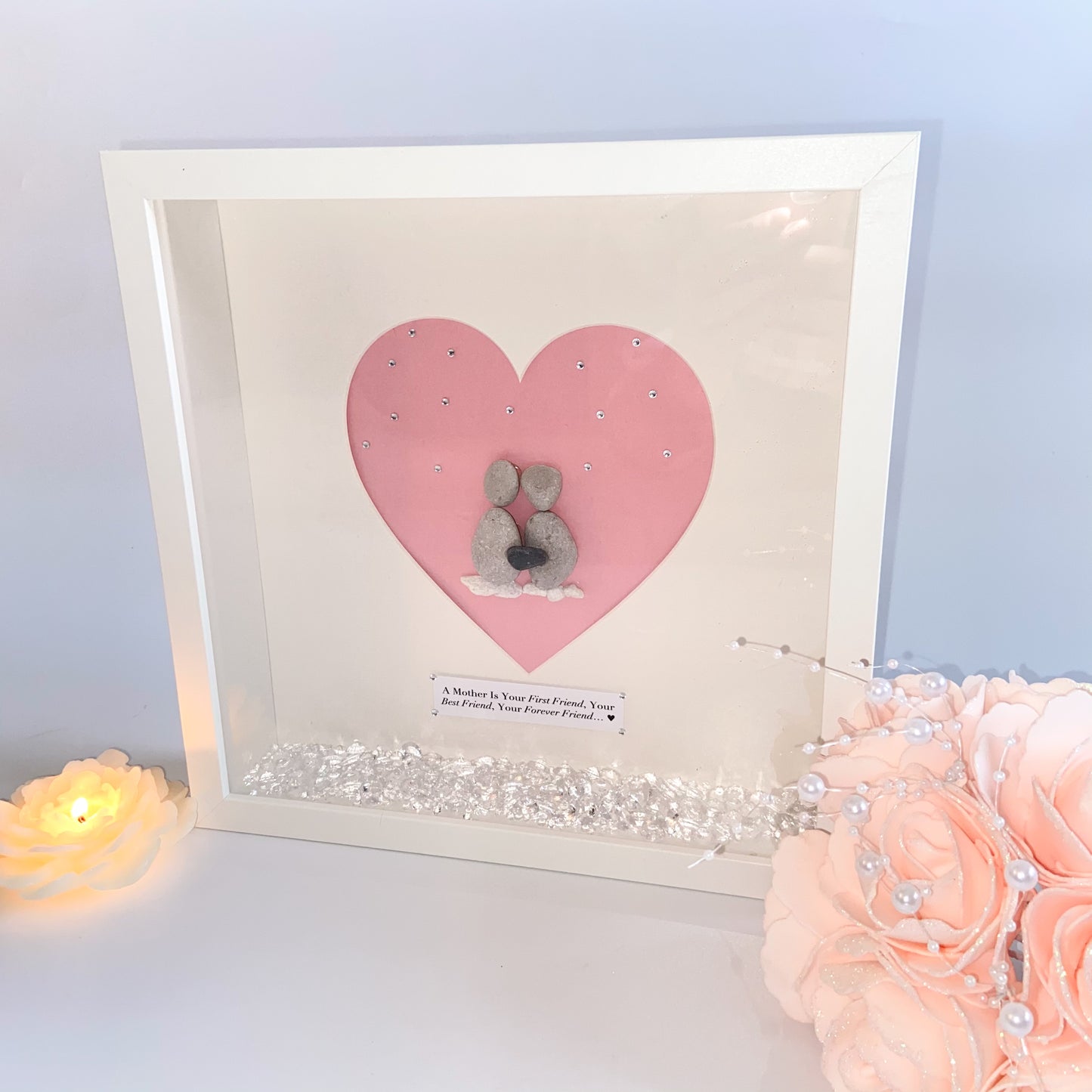 Sister personalised pebble art picture frame