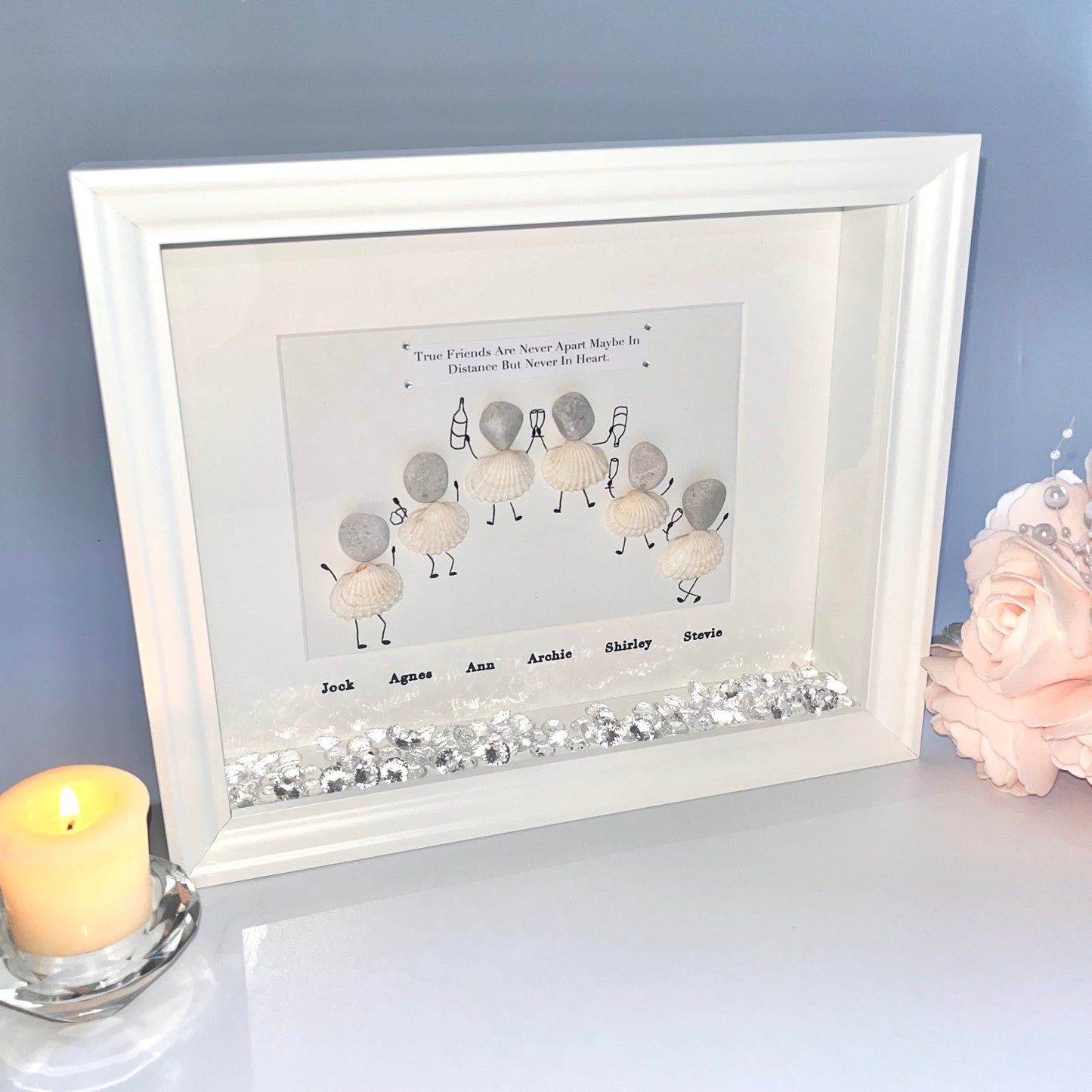 Special friendship group pebble art picture frame