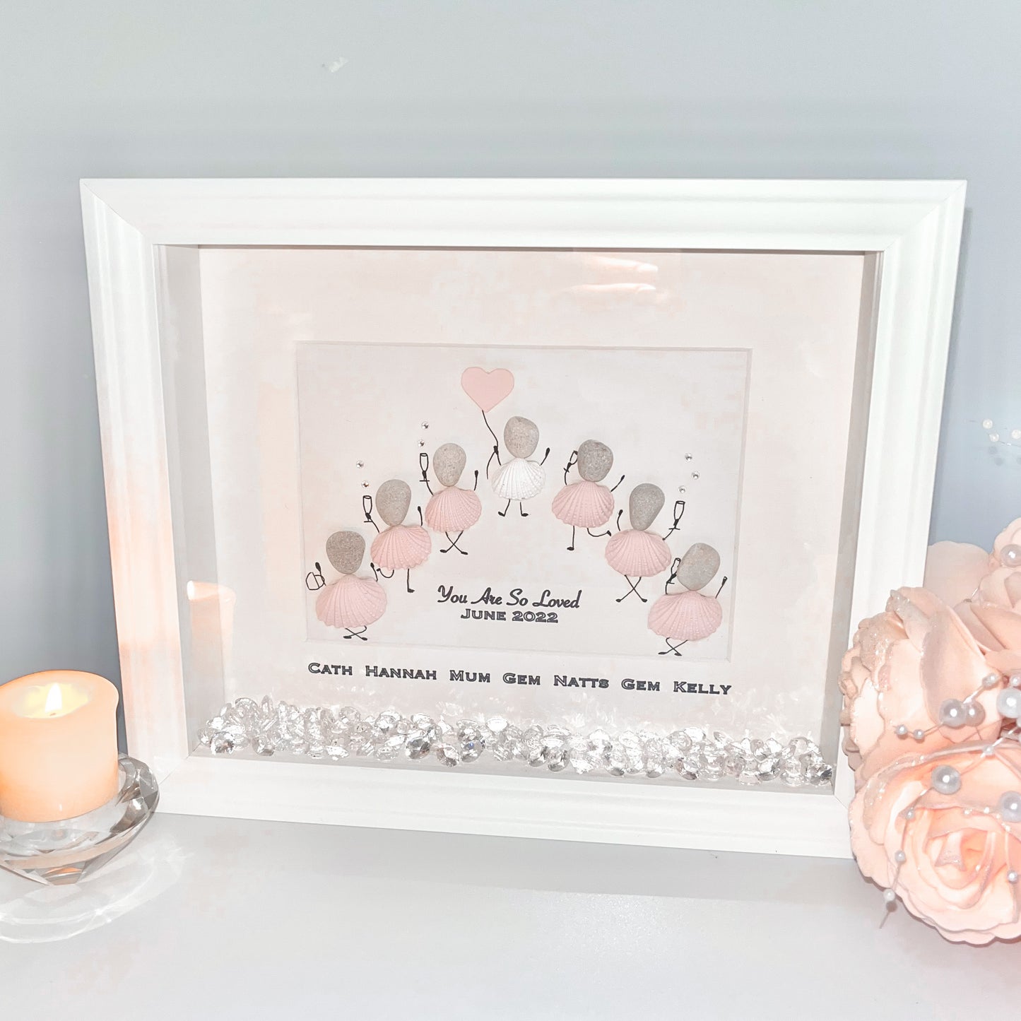 Bridesmaids Wedding personalised pebble art picture frame