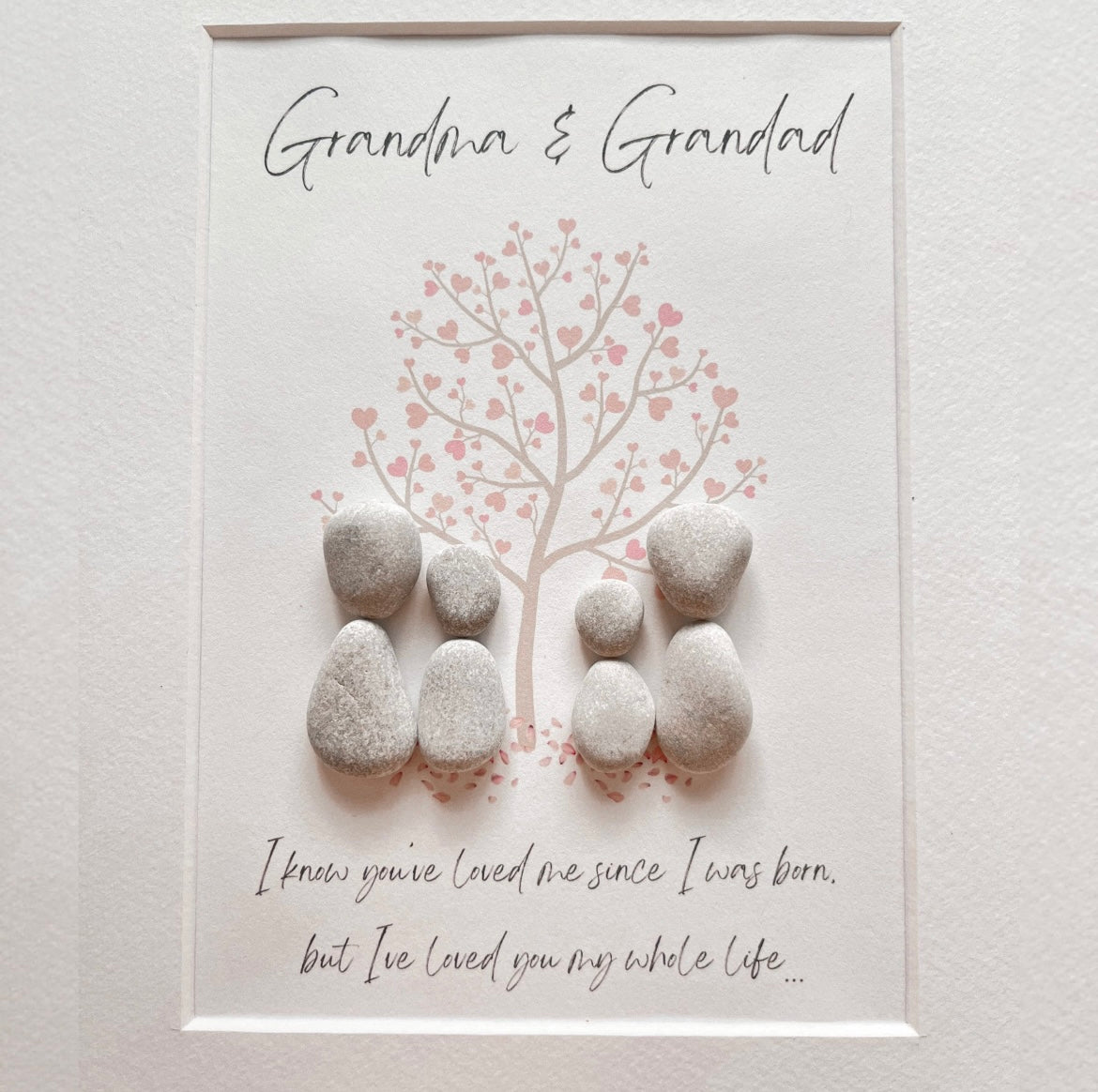 Grandparents tree personalised pebble art picture frame