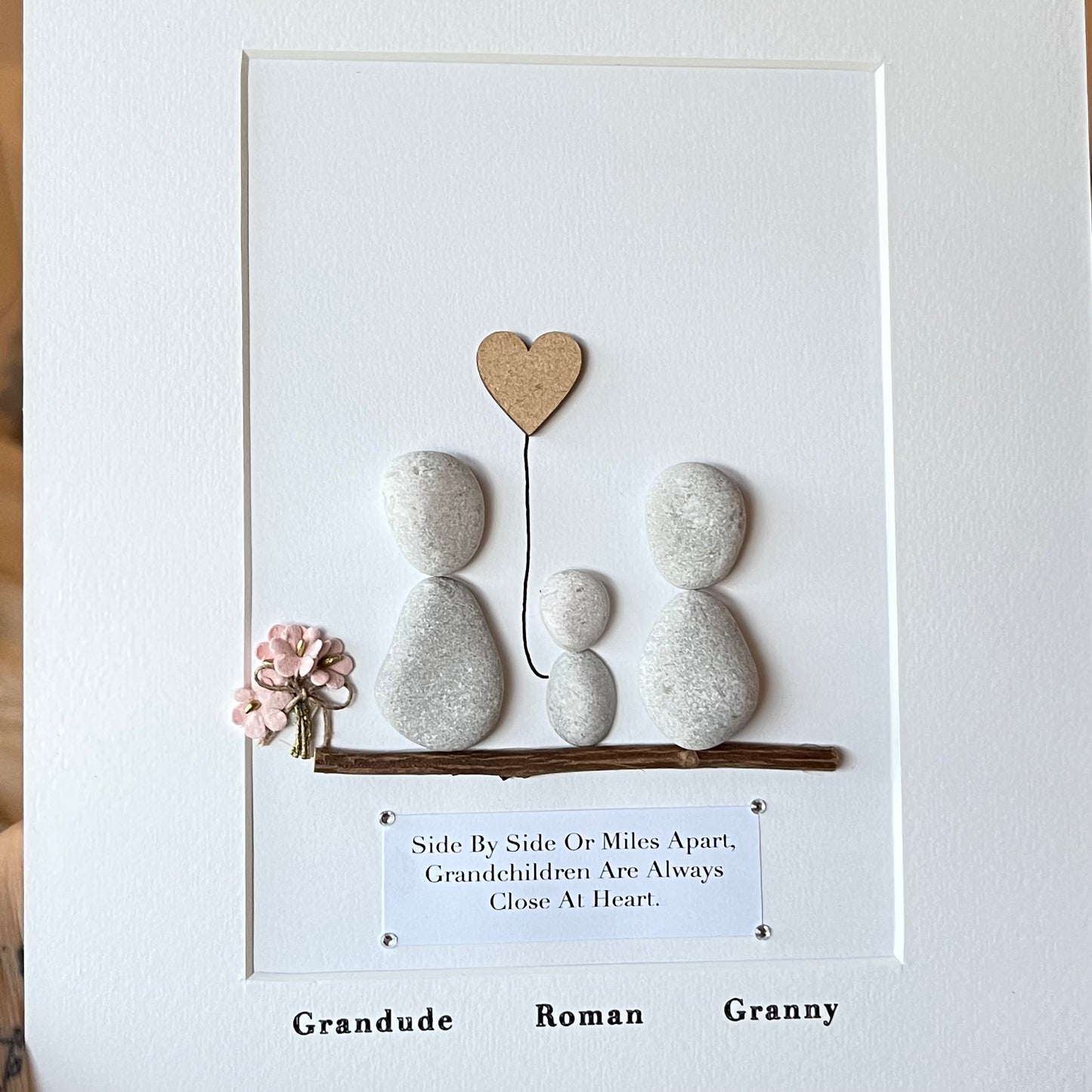 Grandparents personalised pebble art picture frame