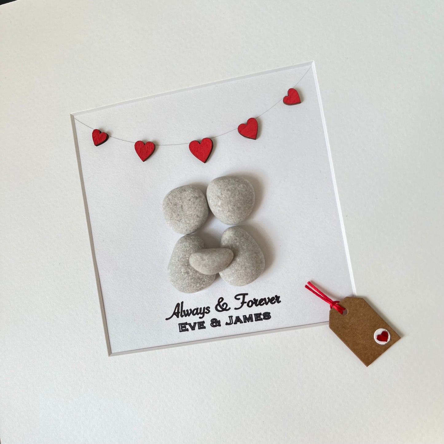 Couples tag personalised pebble art picture frame