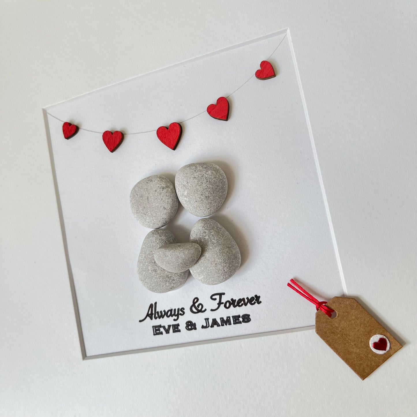 Couples tag personalised pebble art picture frame