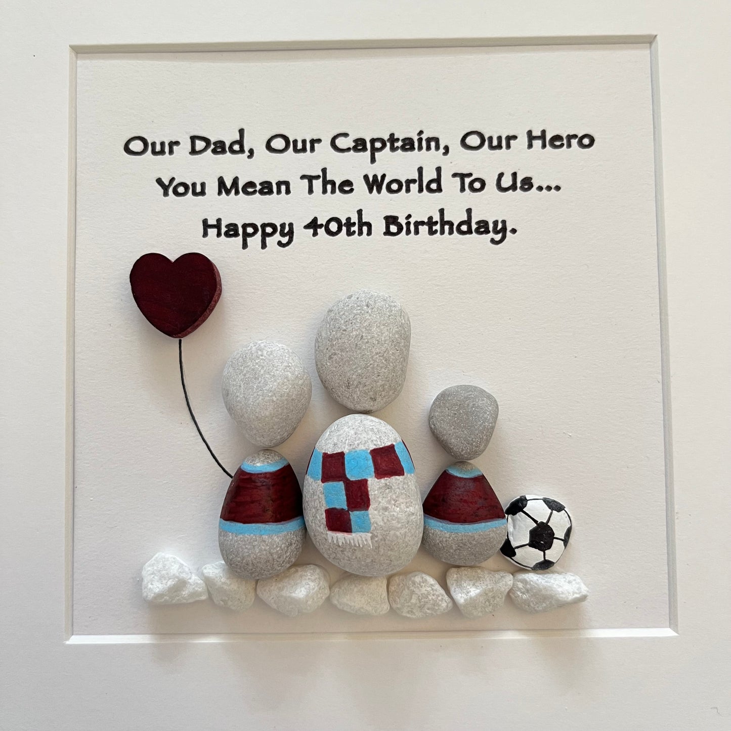 Football personalised pebble art picture frame