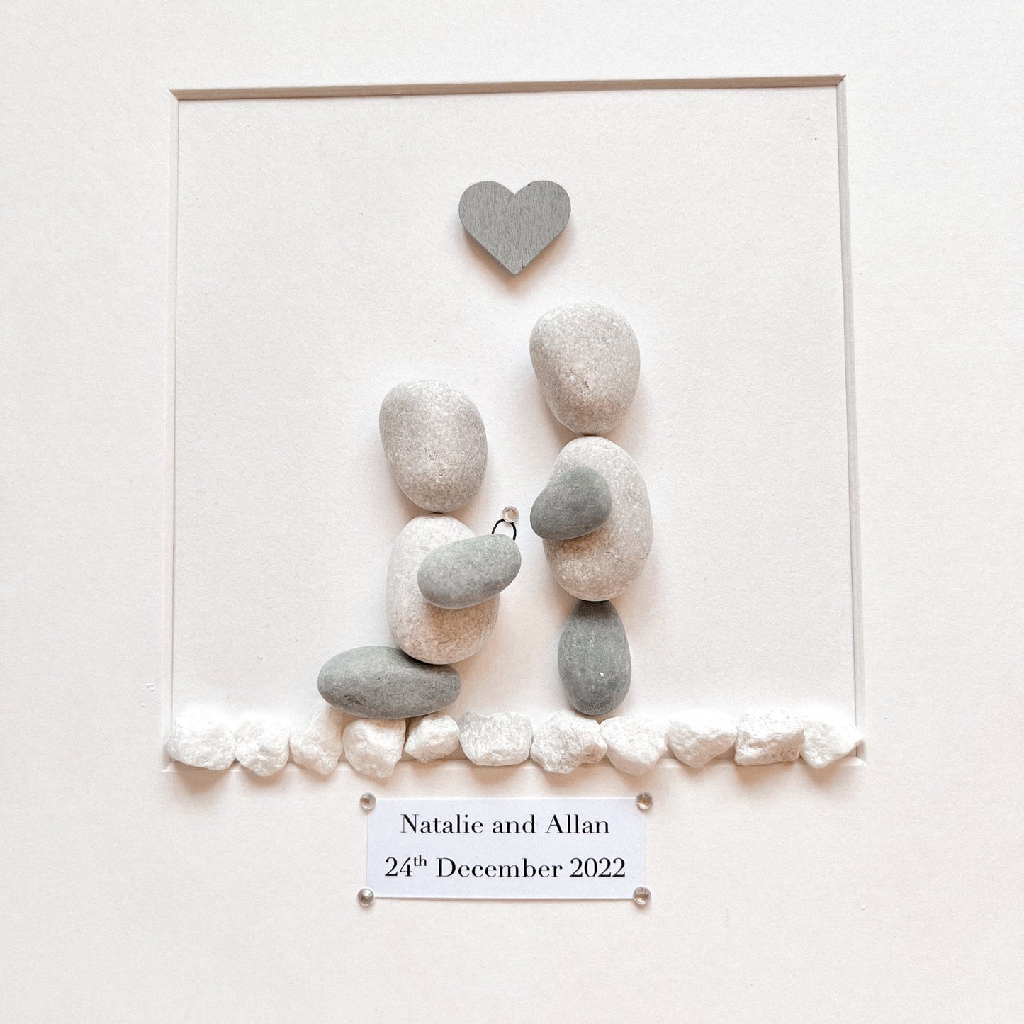 Engagement personalised pebble art picture frame