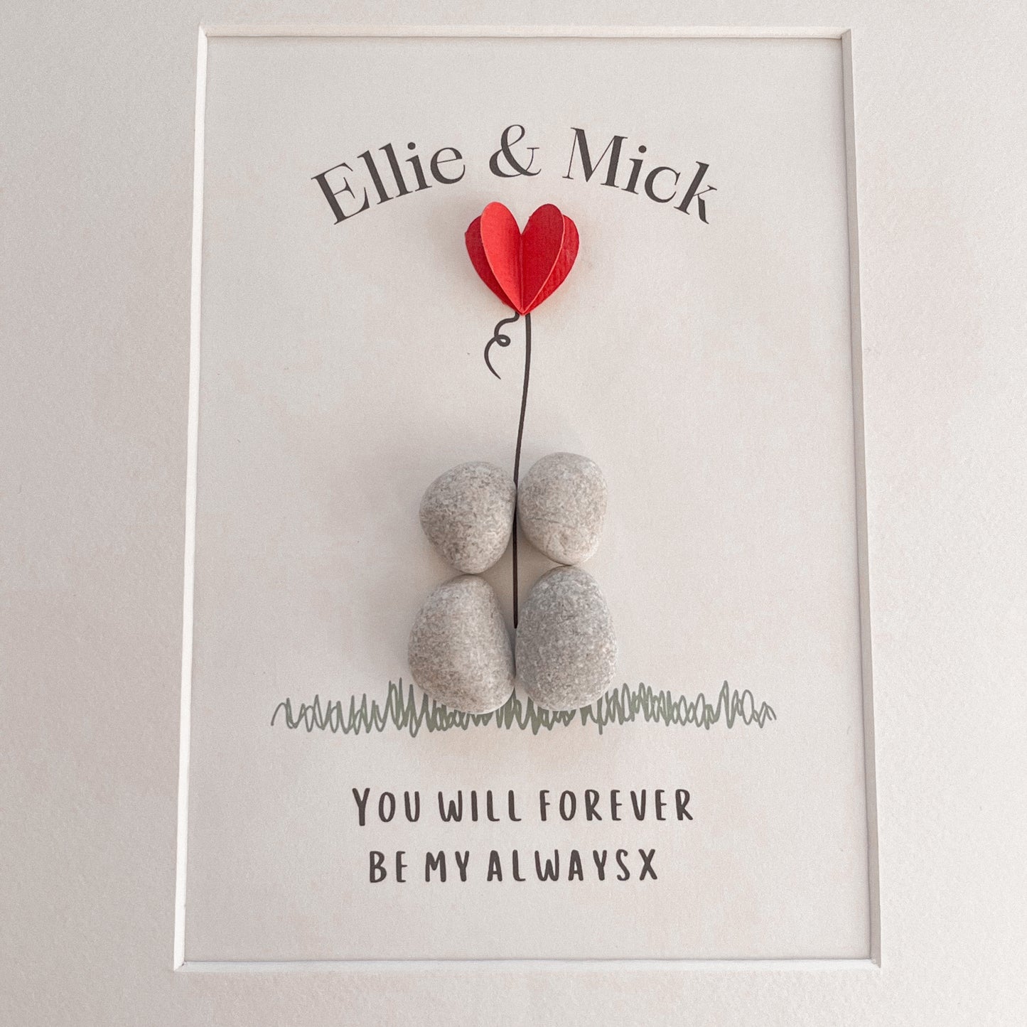 Couples personalised pebble art picture frame