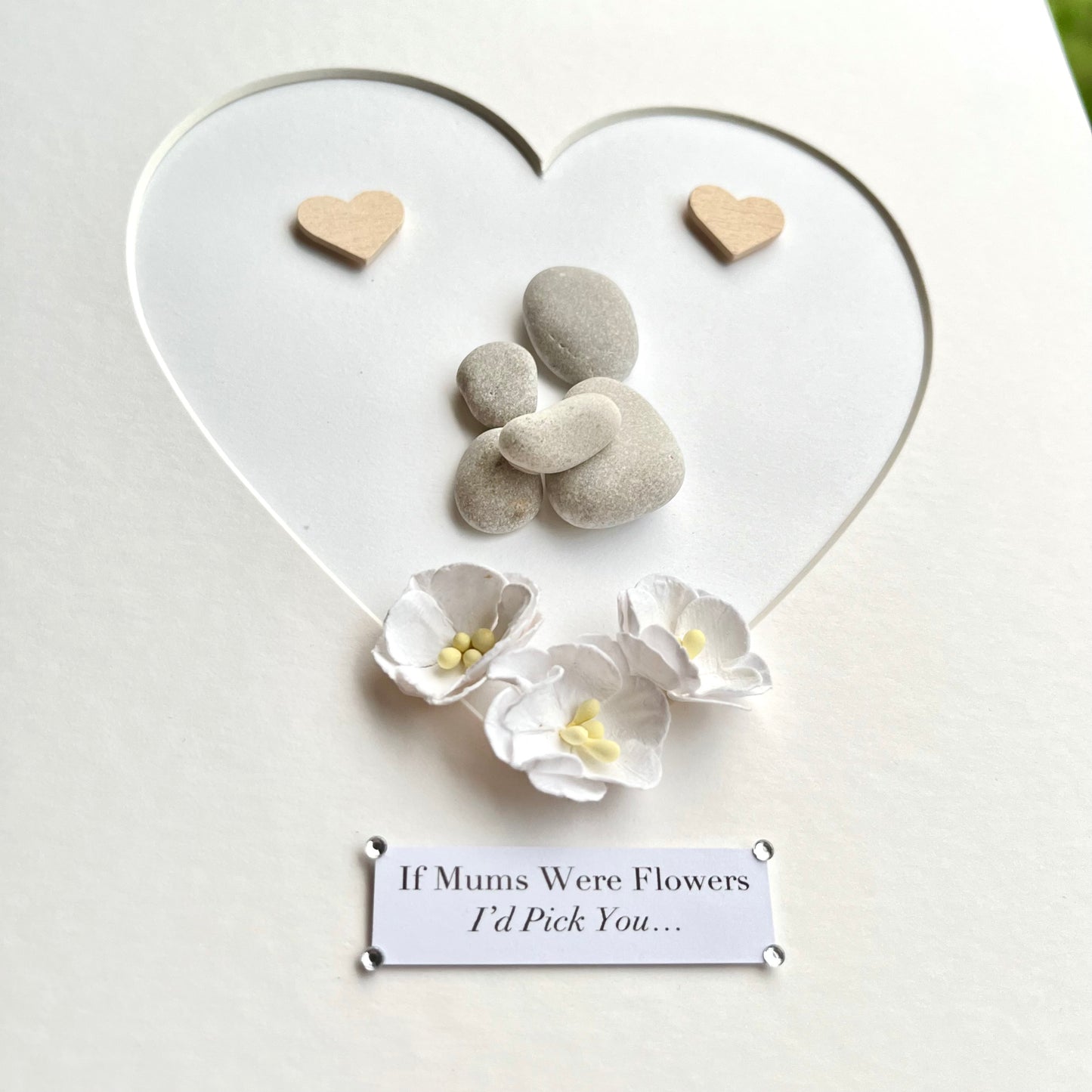 Mums are like flowers personalised pebble art picture frame