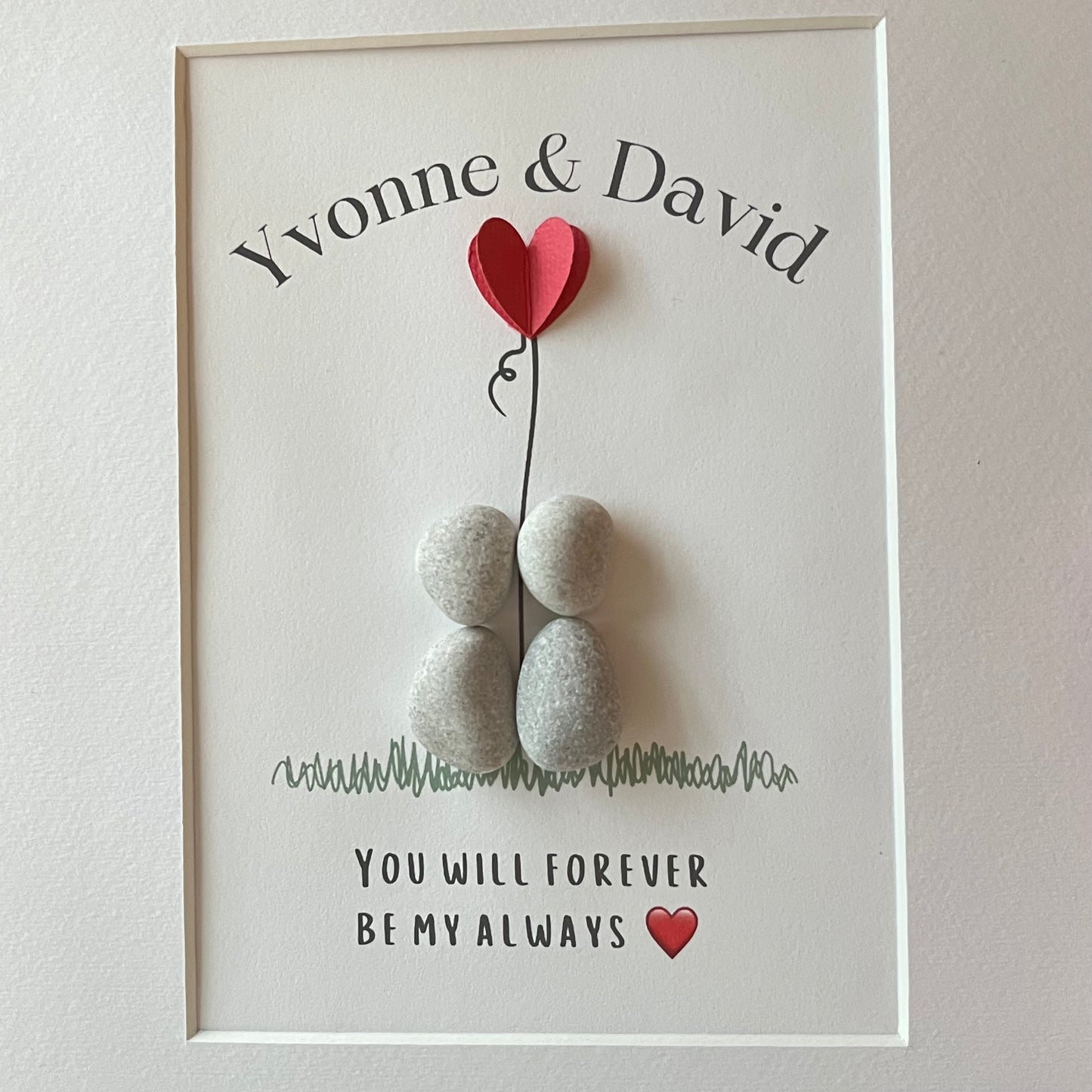 Couples personalised pebble art picture frame