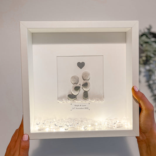 Engagement personalised pebble art picture frame