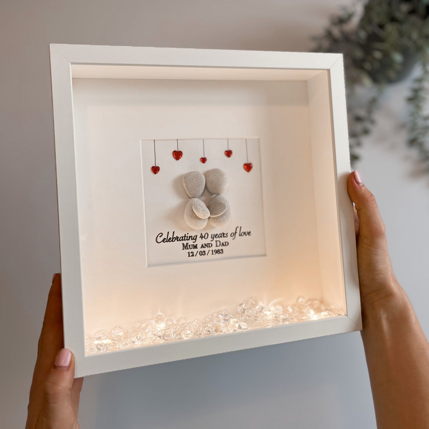 Ruby anniversary personalised pebble art picture frame