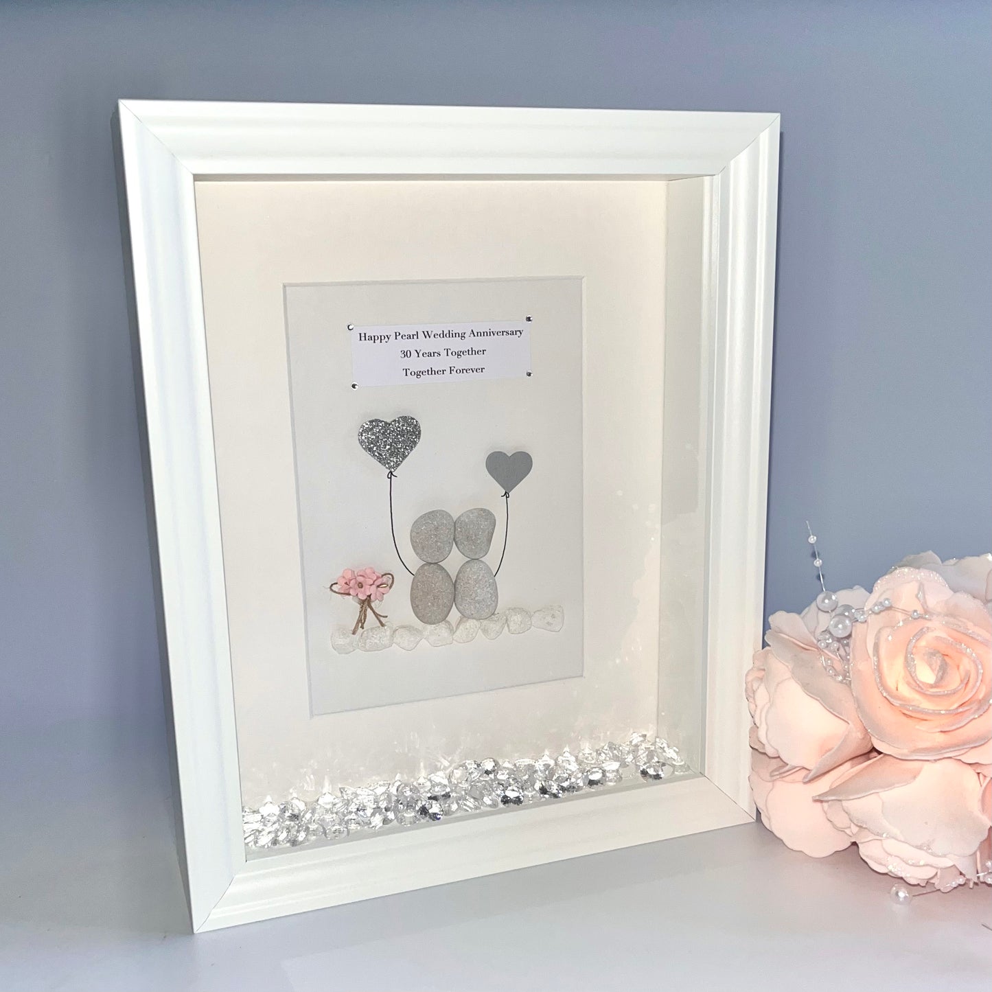 Couples personalised pebble art picture frame