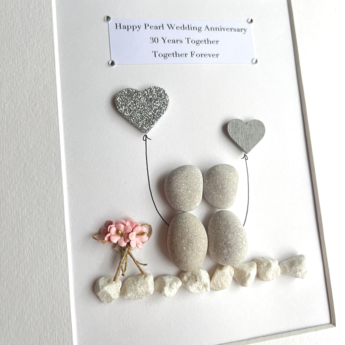 Couples personalised pebble art picture frame