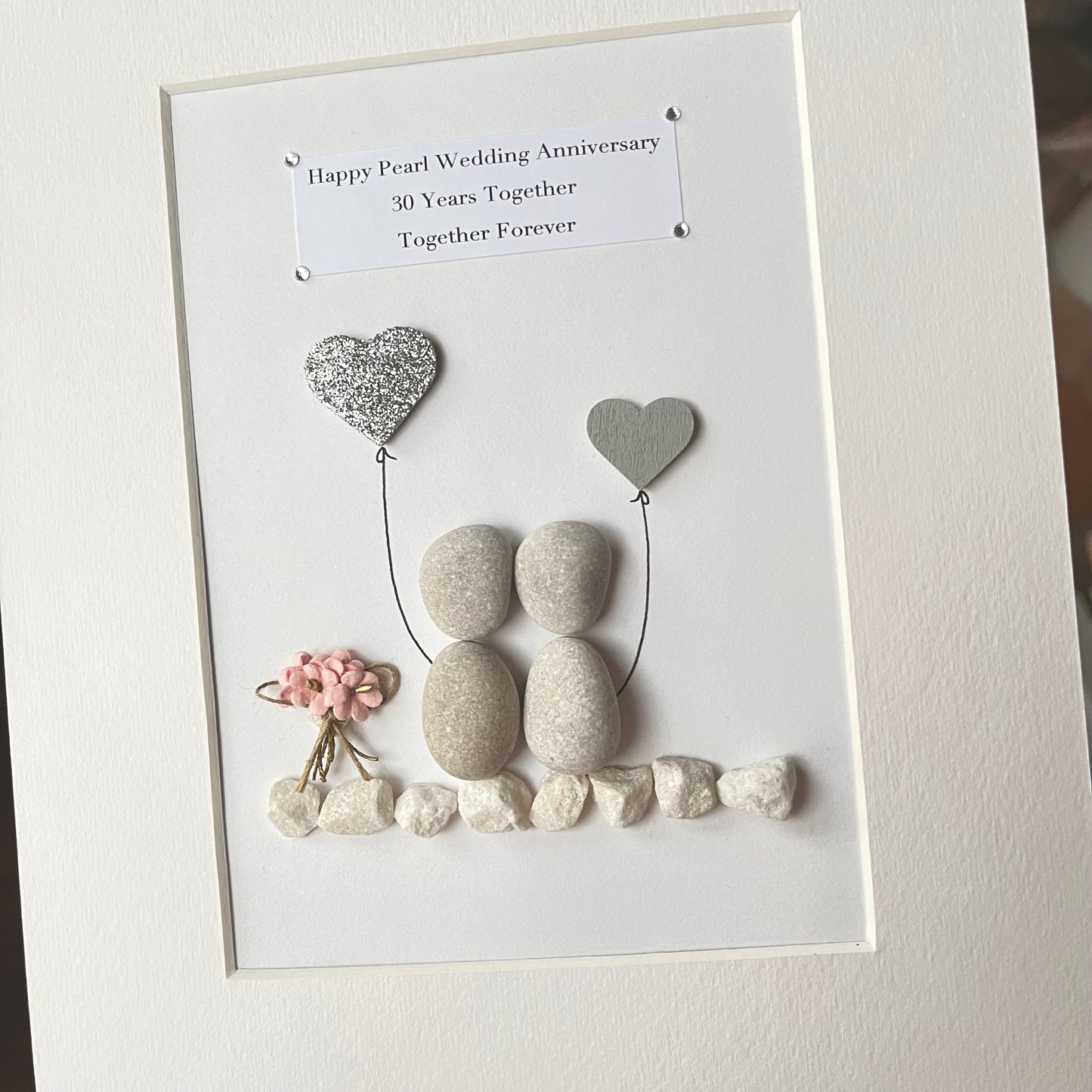 Couples personalised pebble art picture frame